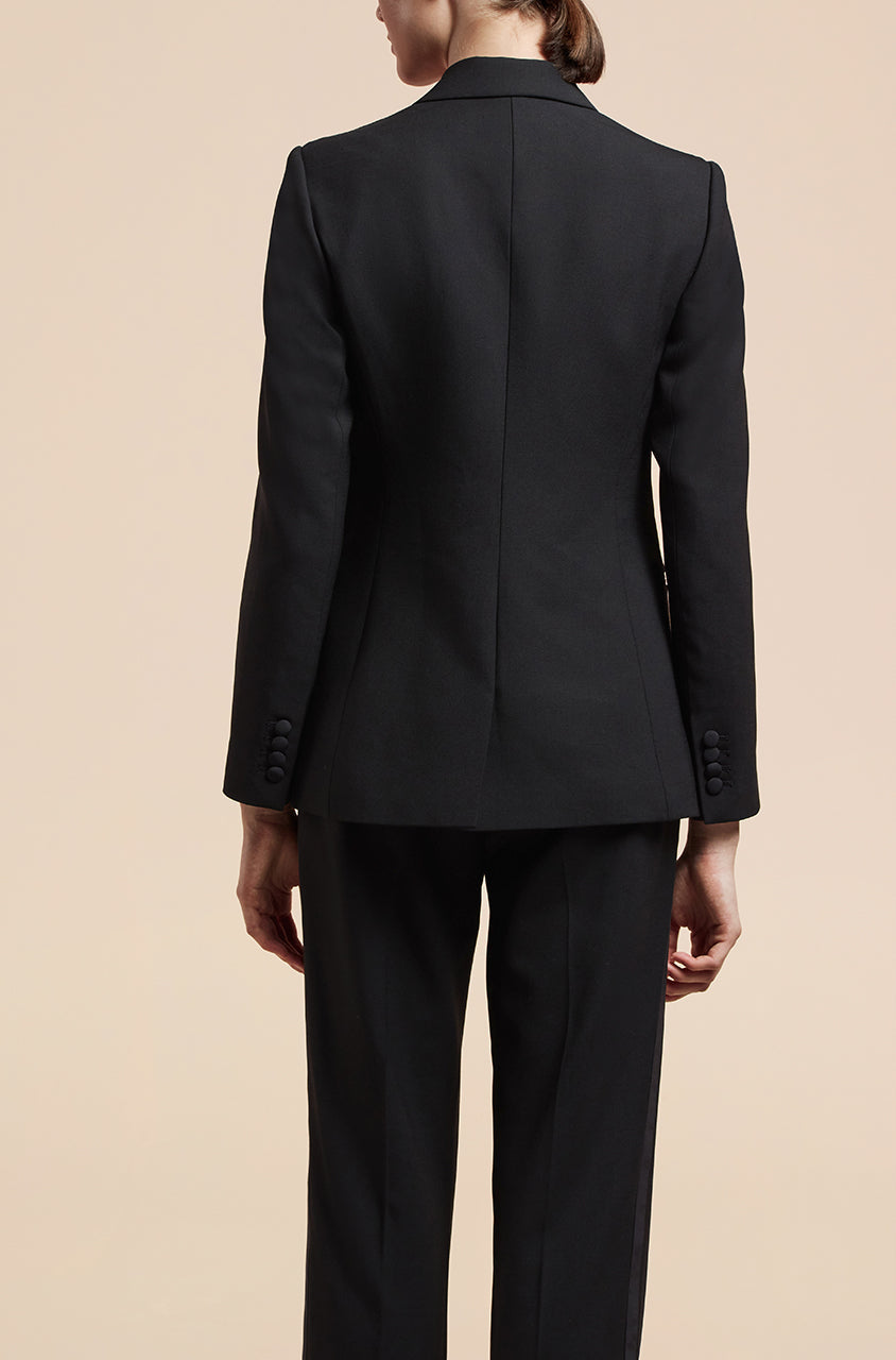 Black Twill Tuxedo Jacket Tuxedo Blazer in Black by Rebecca Taylor