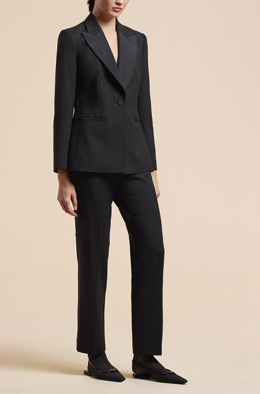 Black Twill Tuxedo Jacket Tuxedo Blazer in Black by Rebecca Taylor