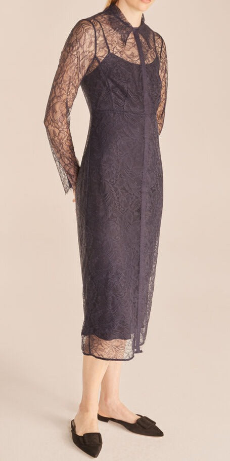 Lace Shirtdress in Navy by Rebecca Taylor