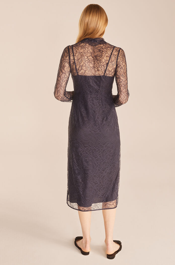 Lace Shirtdress in Navy by Rebecca Taylor