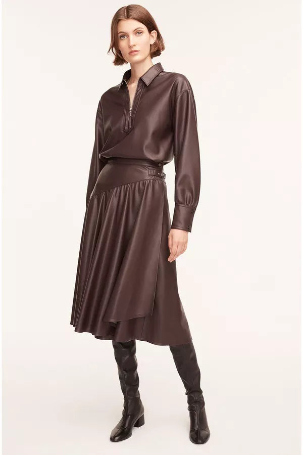 rebecca taylor vegan leather wrap dress Rebecca Taylor Blue Vegan Leather 3/4 Sleeve Twist Wrap Mini Dress Classy - 16