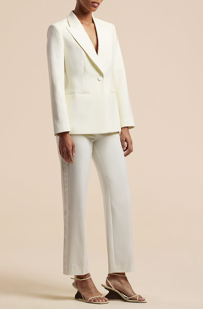 Off-white Twill Tuxedo Jacket Tuxedo Blazer Ivory in Ivory by Rebecca Taylor