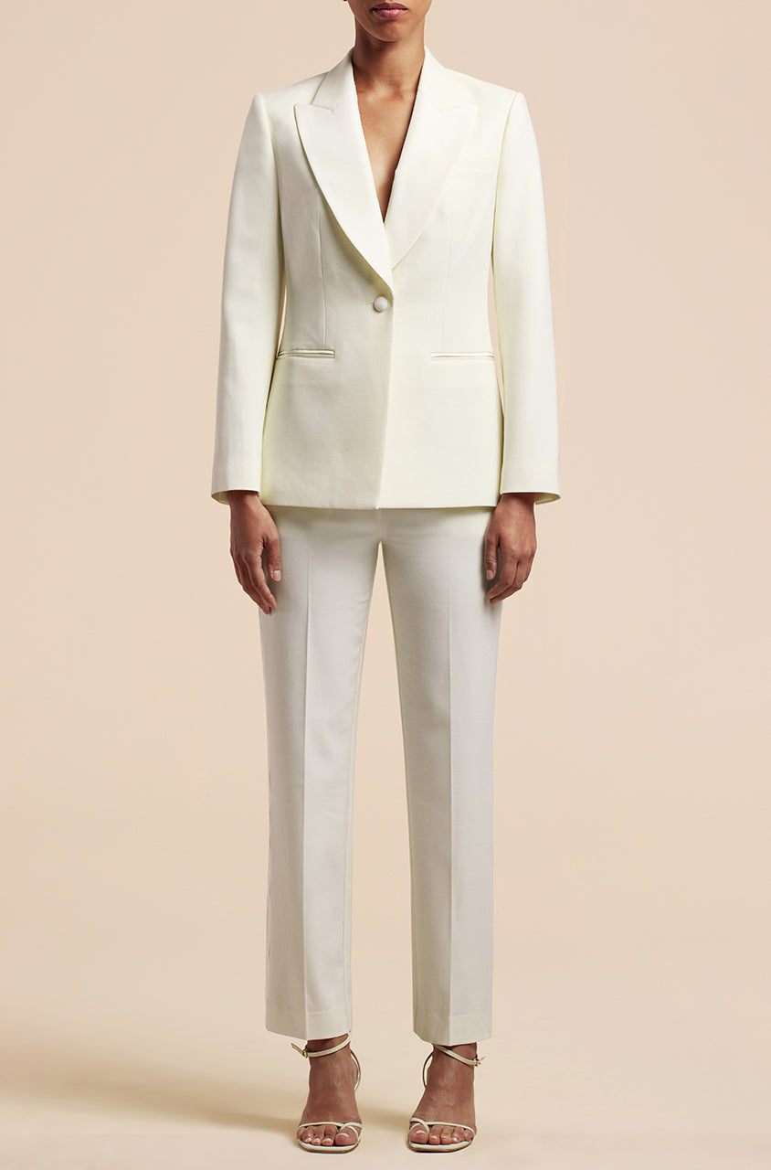 Off-white Twill Tuxedo Jacket Tuxedo Blazer Ivory in Ivory by Rebecca Taylor