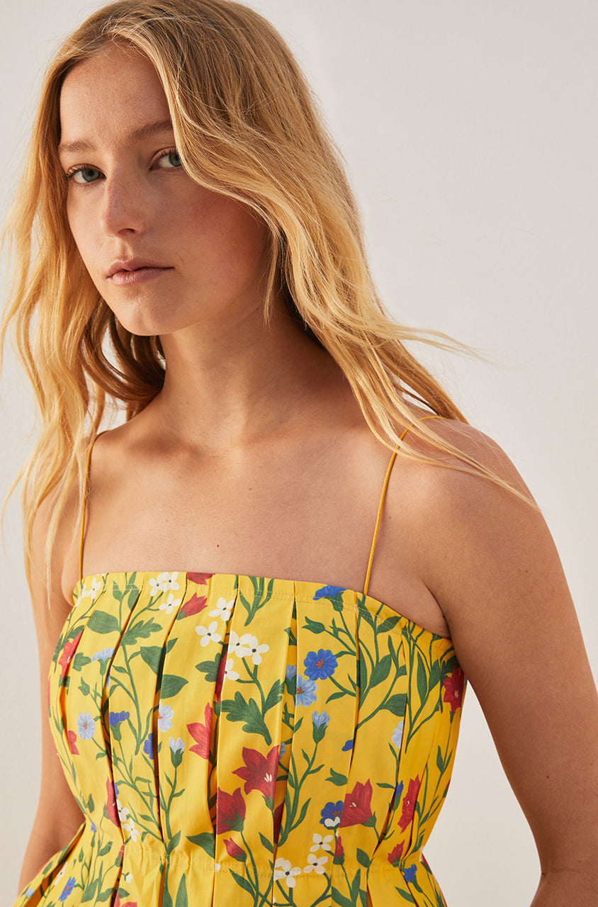 Botanica Fleur Pleated Tank in Dandelion by Rebecca Taylor