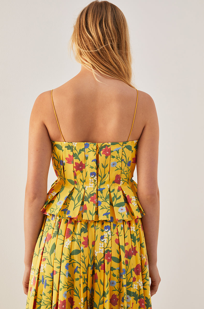 Botanica Fleur Pleated Tank in Dandelion by Rebecca Taylor