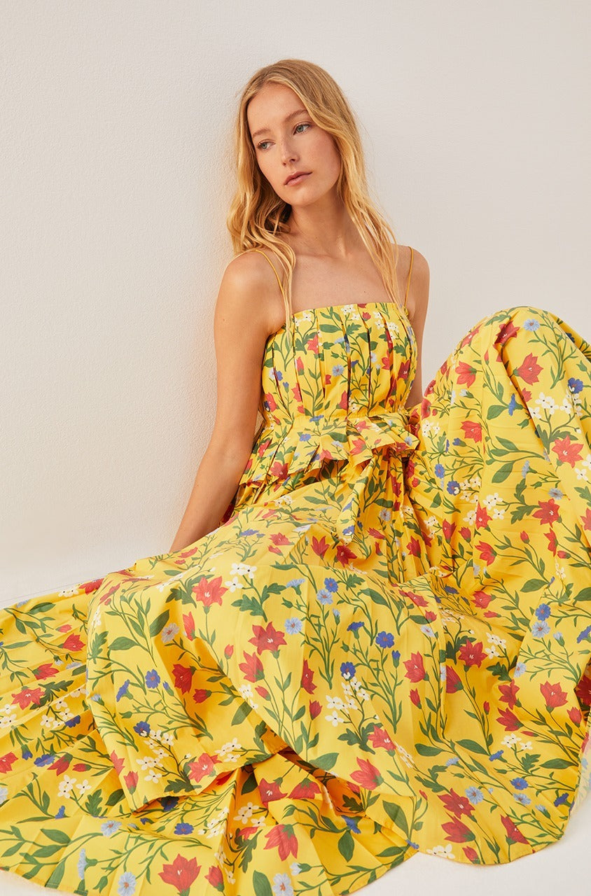 Botanica Fleur Pleated Skirt in Dandelion by Rebecca Taylor