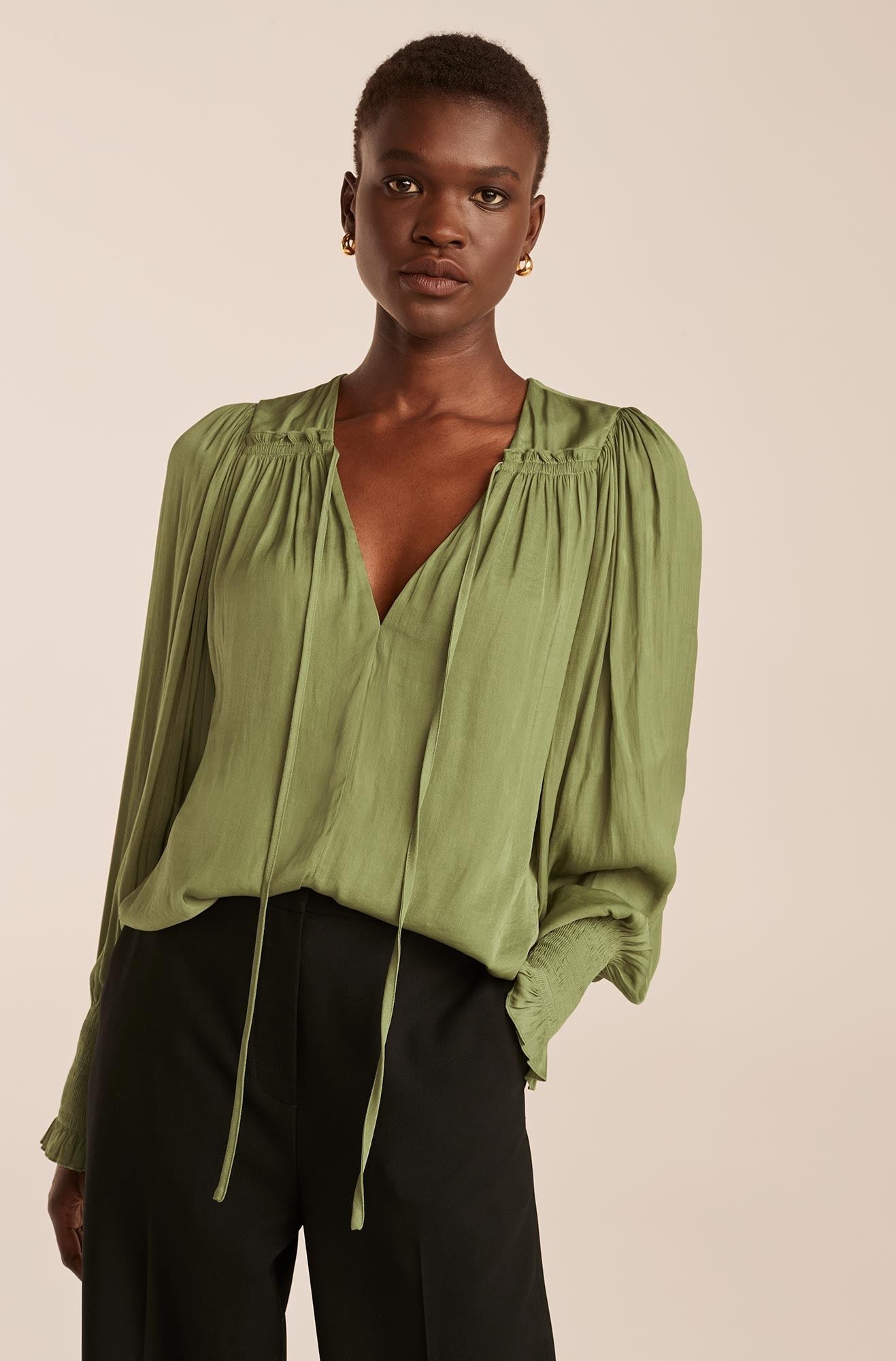 Sateen Tie Top in Matcha by Rebecca Taylor