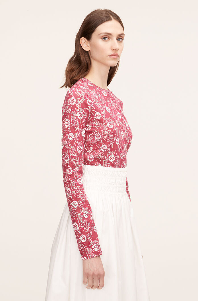 Monarch Fleur Essential Long Sleeve Tee in Crimson Stripe by Rebecca Taylor