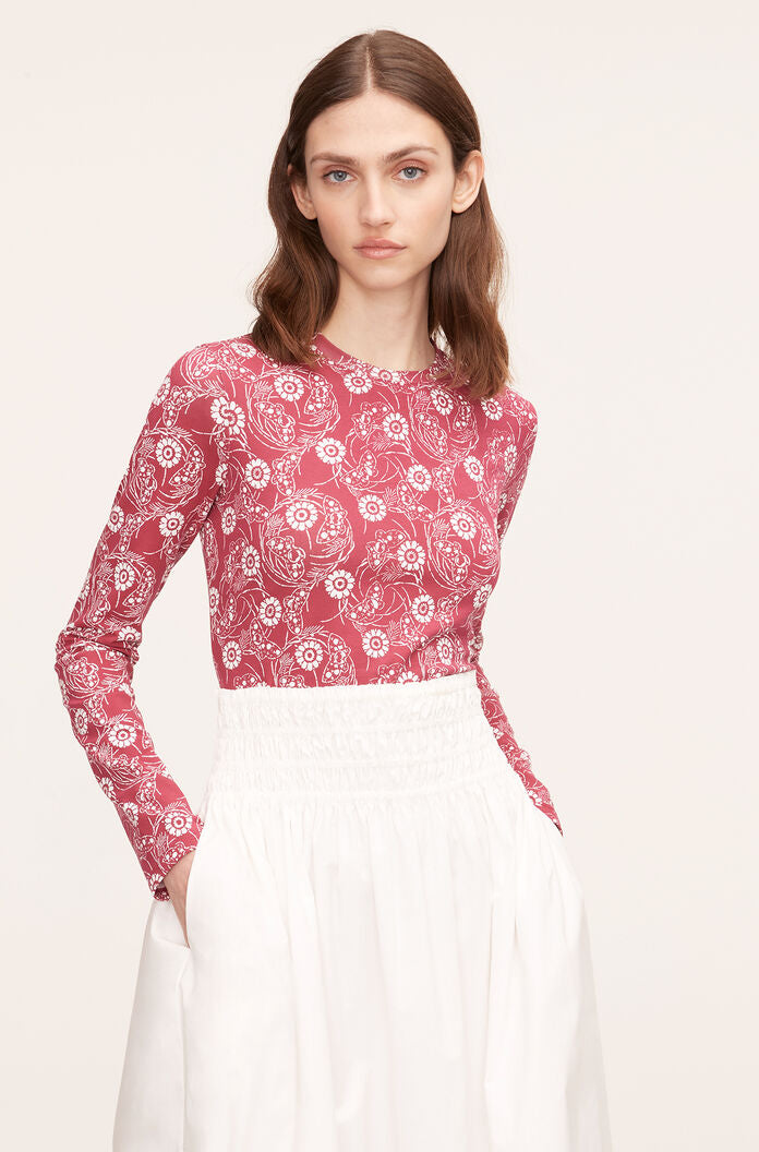 Monarch Fleur Essential Long Sleeve Tee in Crimson Stripe by Rebecca Taylor
