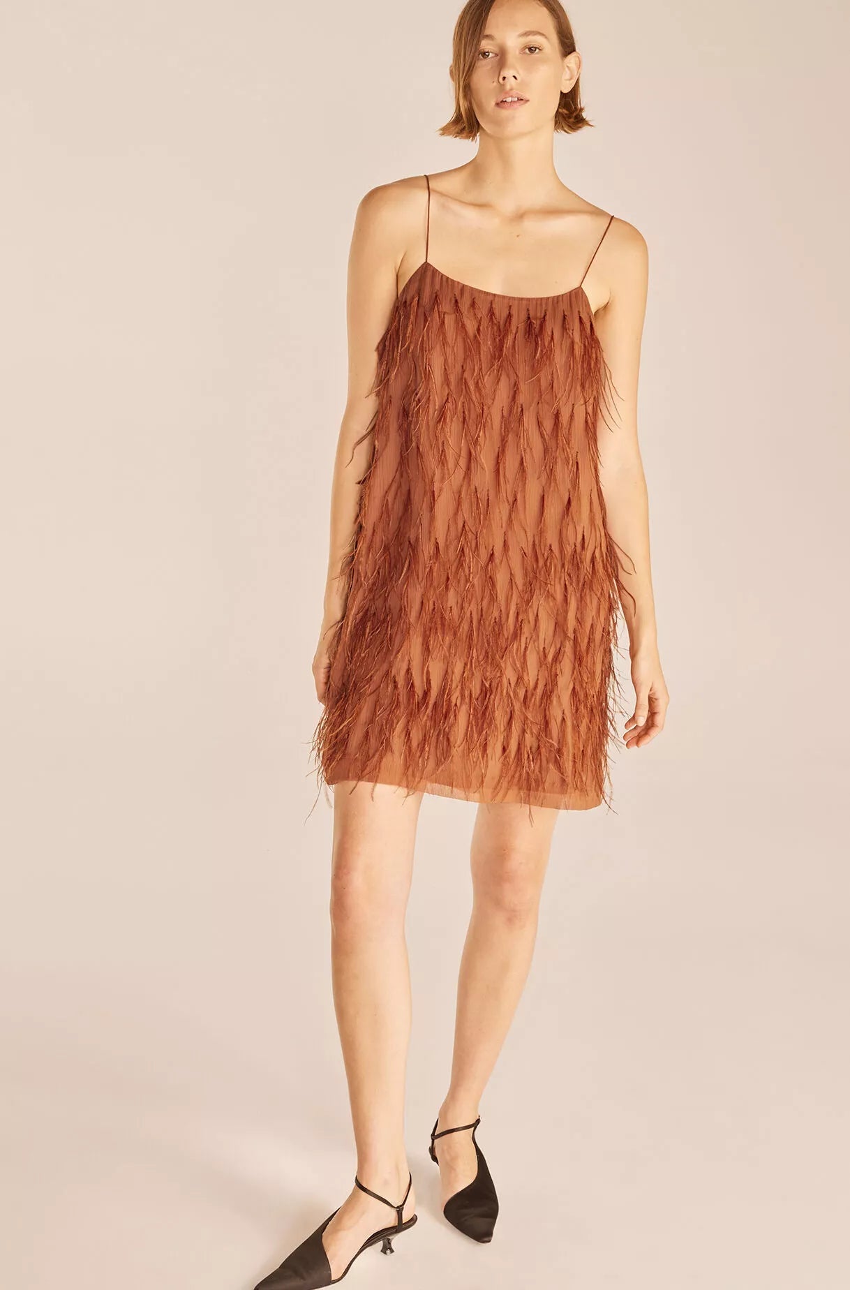Feather Dress in Copper by Rebecca Taylor