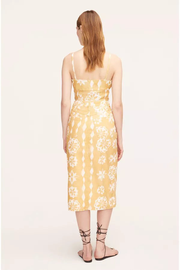 Paper Fleur Cotton Canvas Midi Skirt in Paper Fleur Ginger Combo by Rebecca Taylor