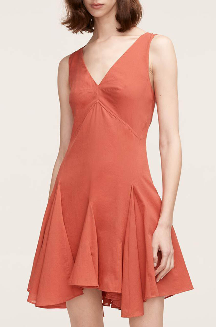 Rebecca Taylor Cotton Voile Godet Dress in Carnelian