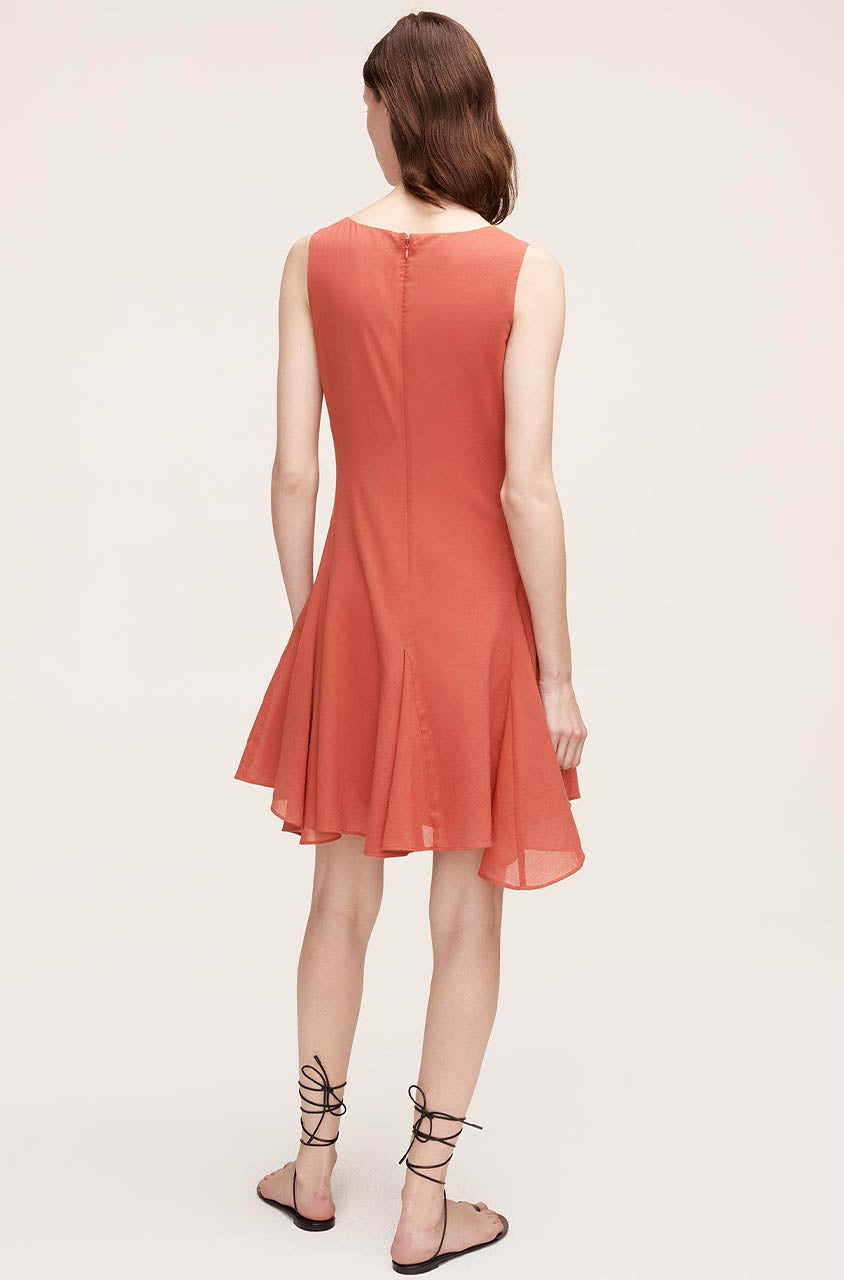 Rebecca Taylor Cotton Voile Godet Dress in Carnelian