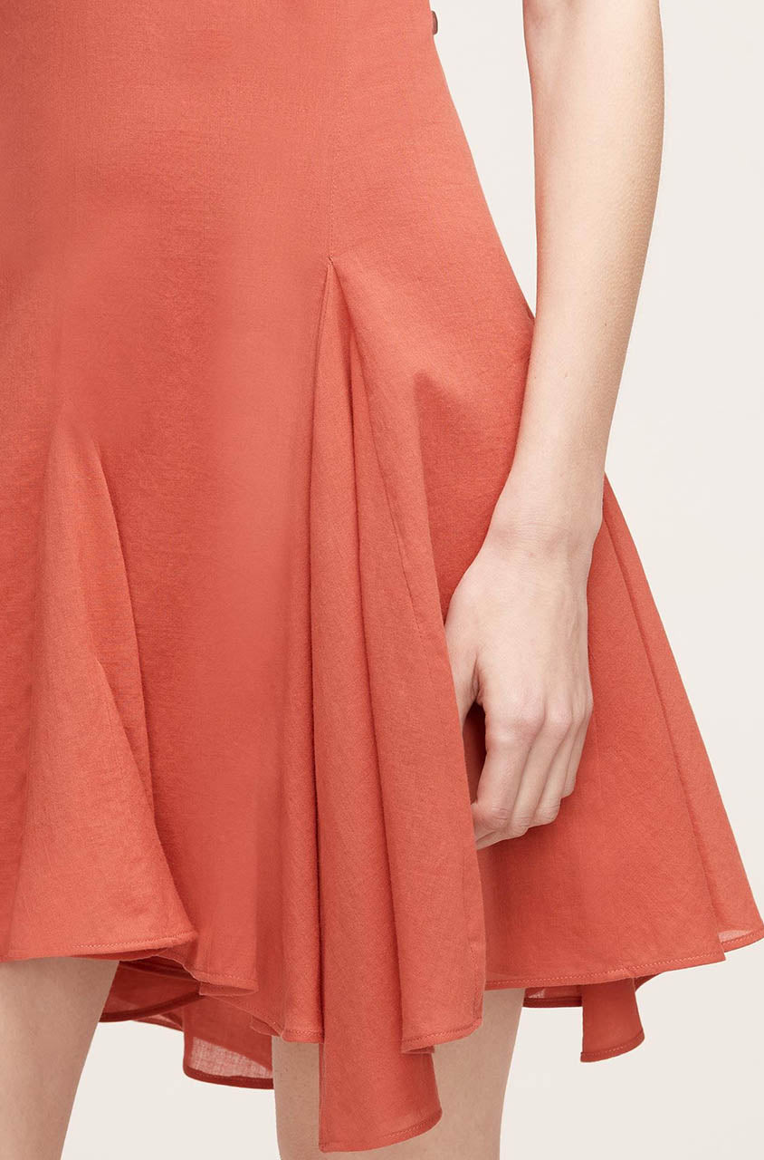 Rebecca Taylor Cotton Voile Godet Dress in Carnelian