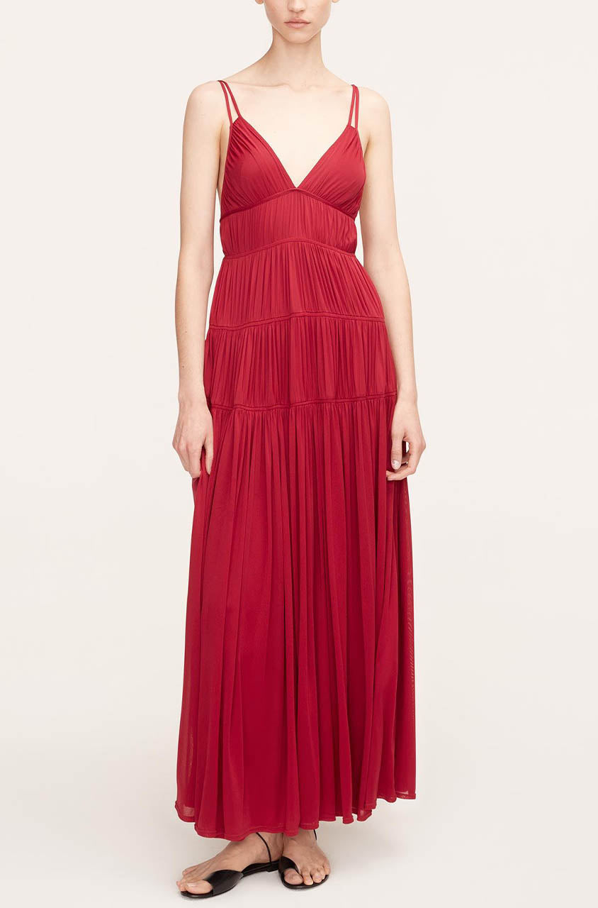 Rebecca Taylor Ruched Mesh Maxi Dress in Hibiscus