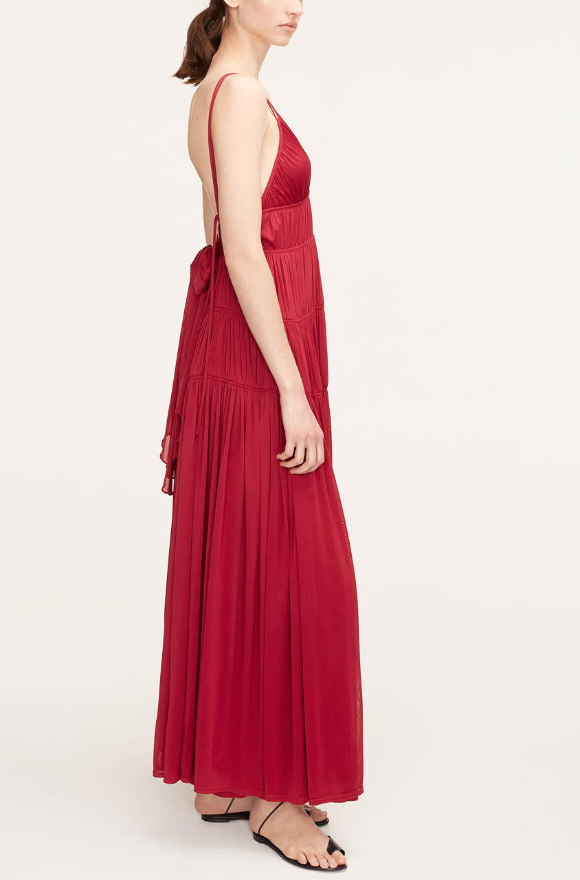 Rebecca Taylor Ruched Mesh Maxi Dress in Hibiscus