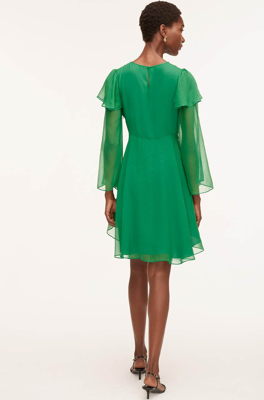 Rebecca Taylor Ruffle Silk Chiffon Dress in Jade