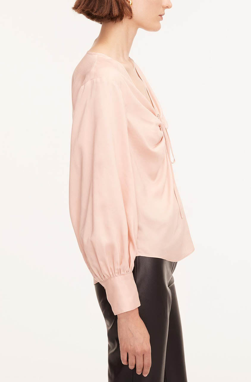 Rebecca Taylor Drawstring Long Sleeve Blouse in Blush