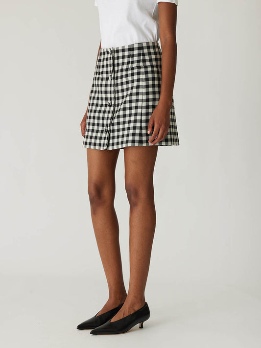 Phillipa Check Button Front Skirt