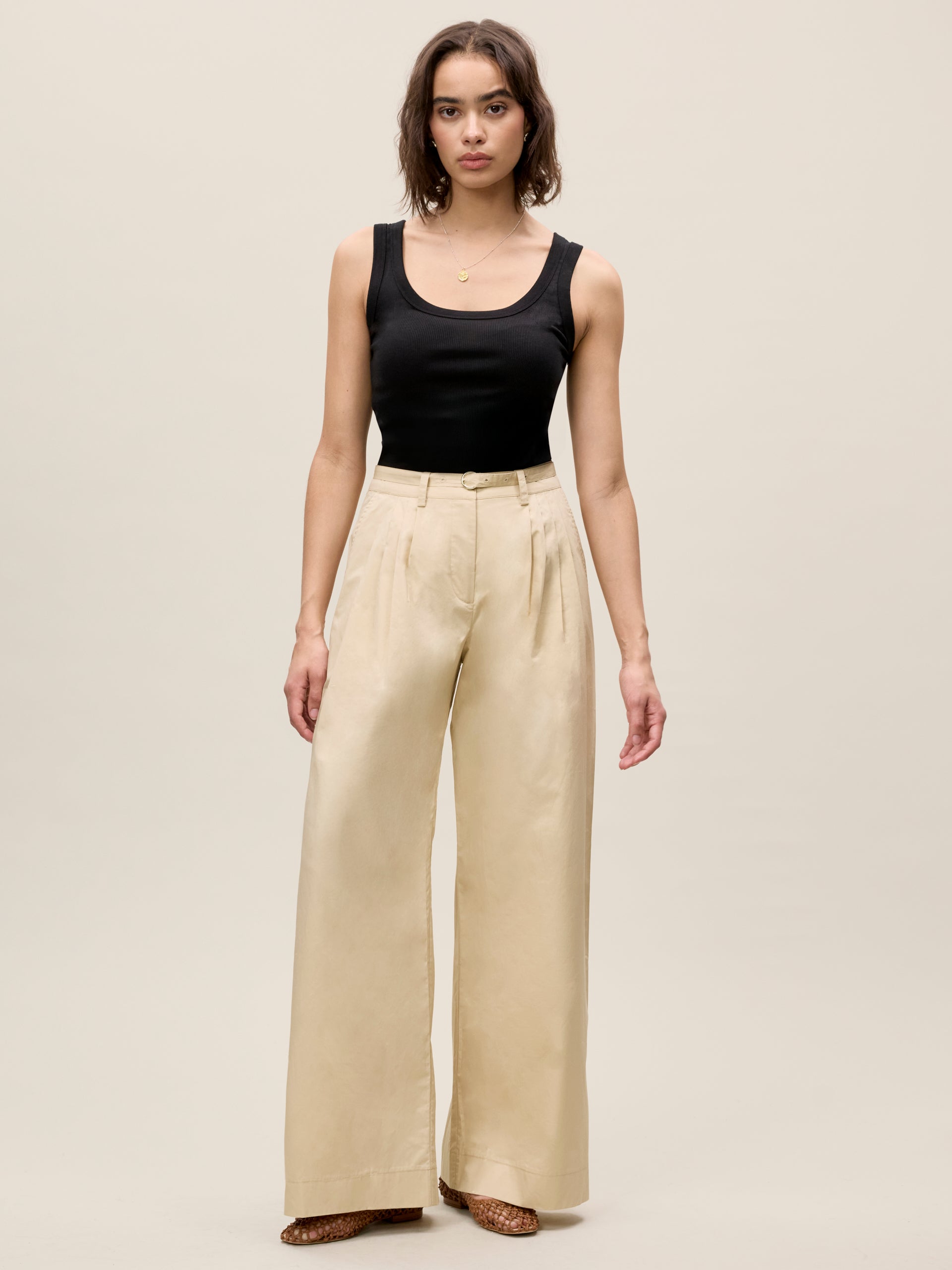  Raquel Twill Pant in Latte by Rebecca Taylor