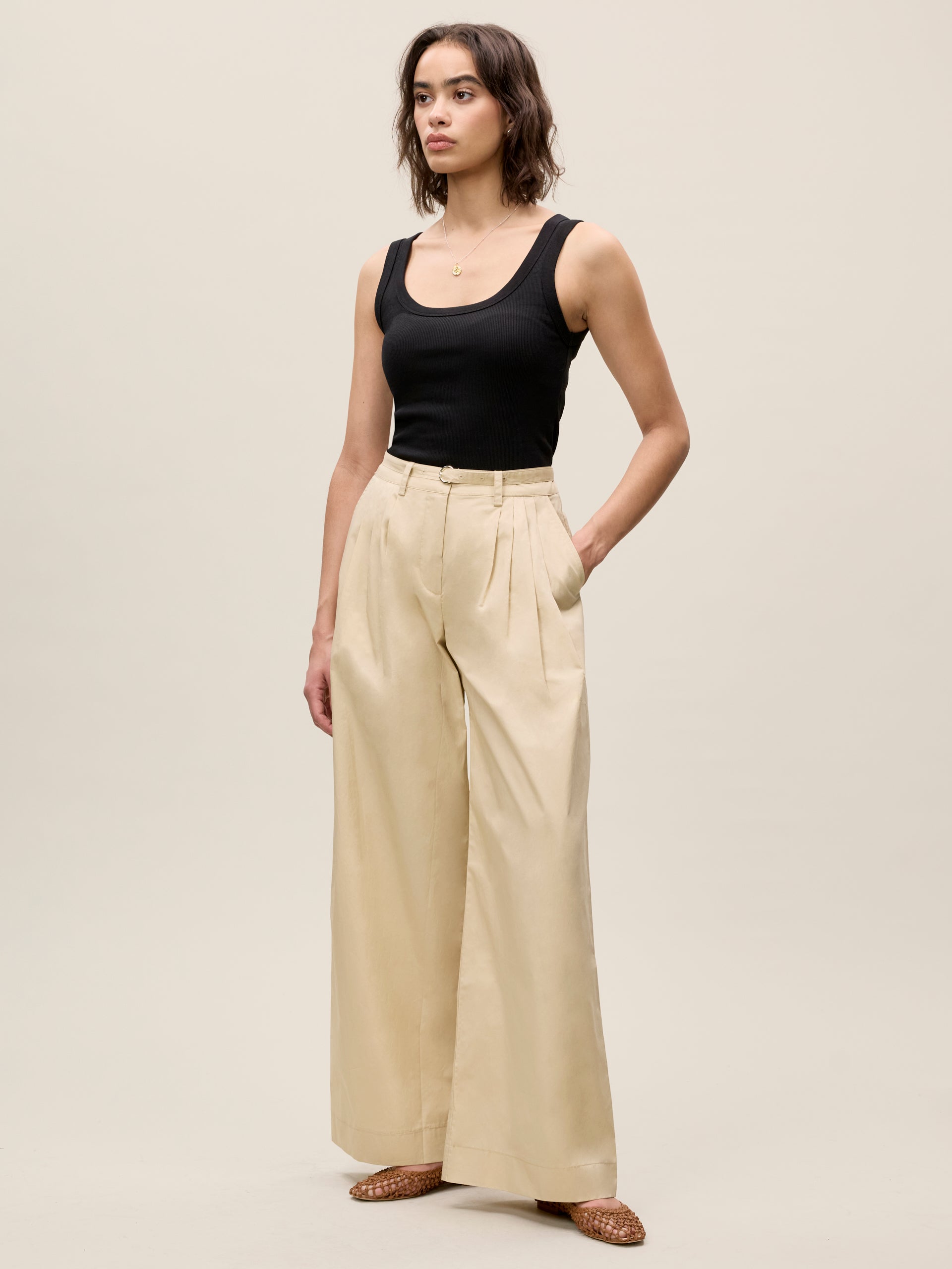  Raquel Twill Pant in Latte by Rebecca Taylor