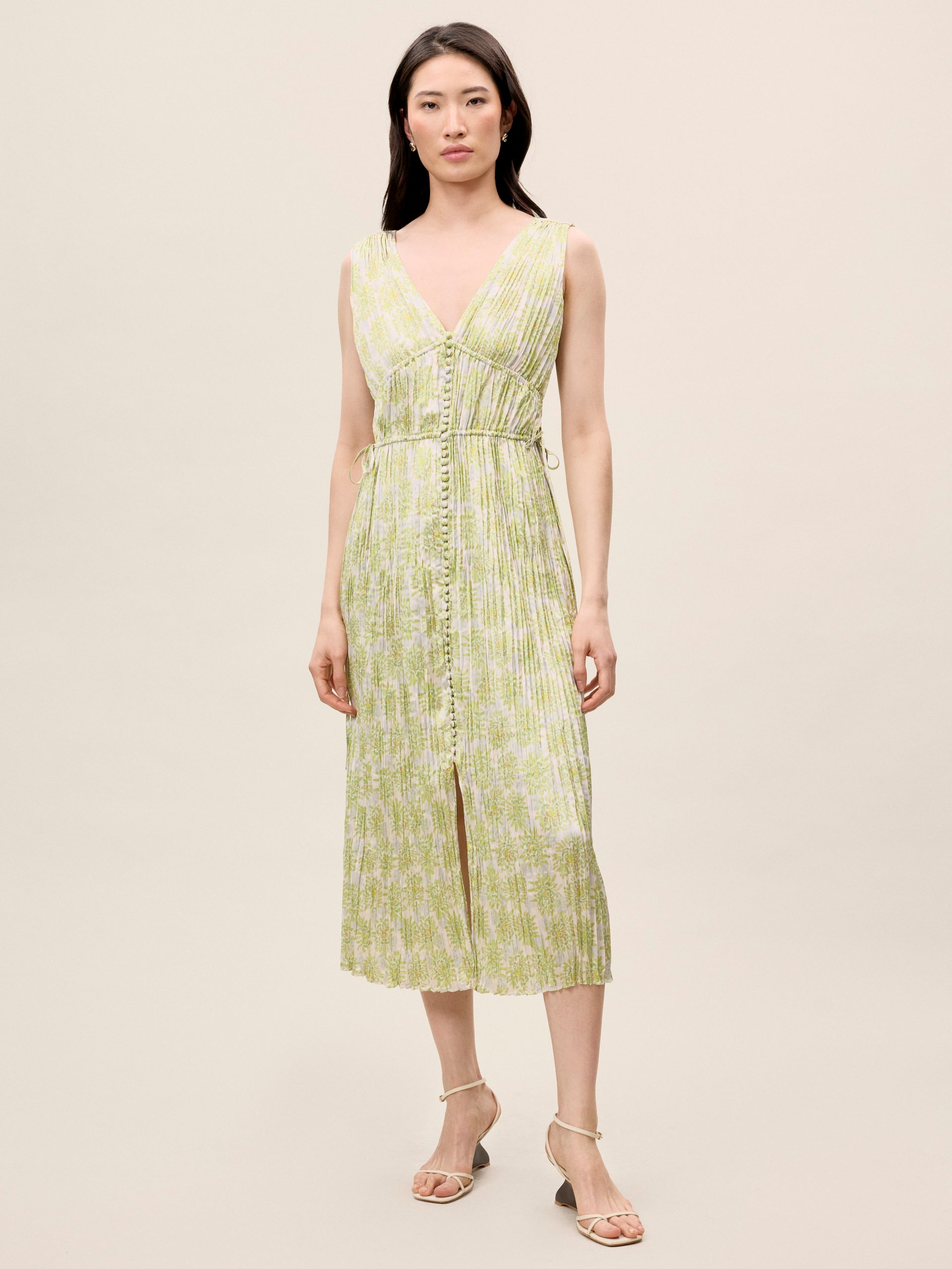  Mini Astera Fleur Button Front Dress in Mini Astera Fleur Chartreuse Combo by Rebecca Taylor