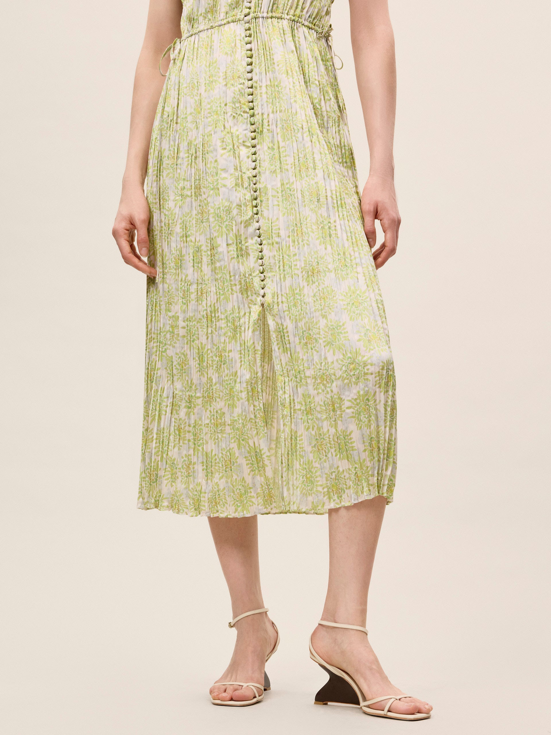  Mini Astera Fleur Button Front Dress in Mini Astera Fleur Chartreuse Combo by Rebecca Taylor