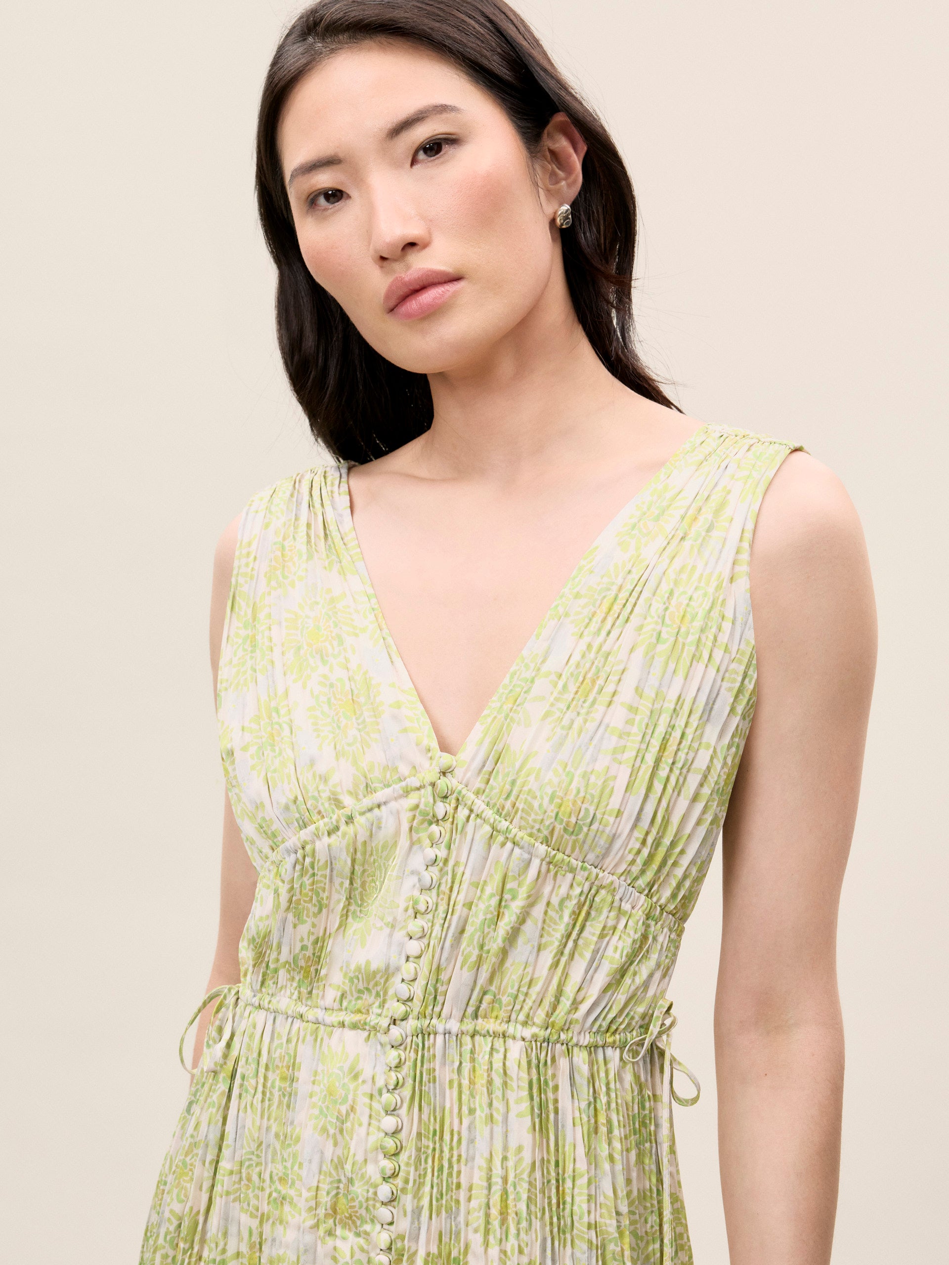  Mini Astera Fleur Button Front Dress in Mini Astera Fleur Chartreuse Combo by Rebecca Taylor