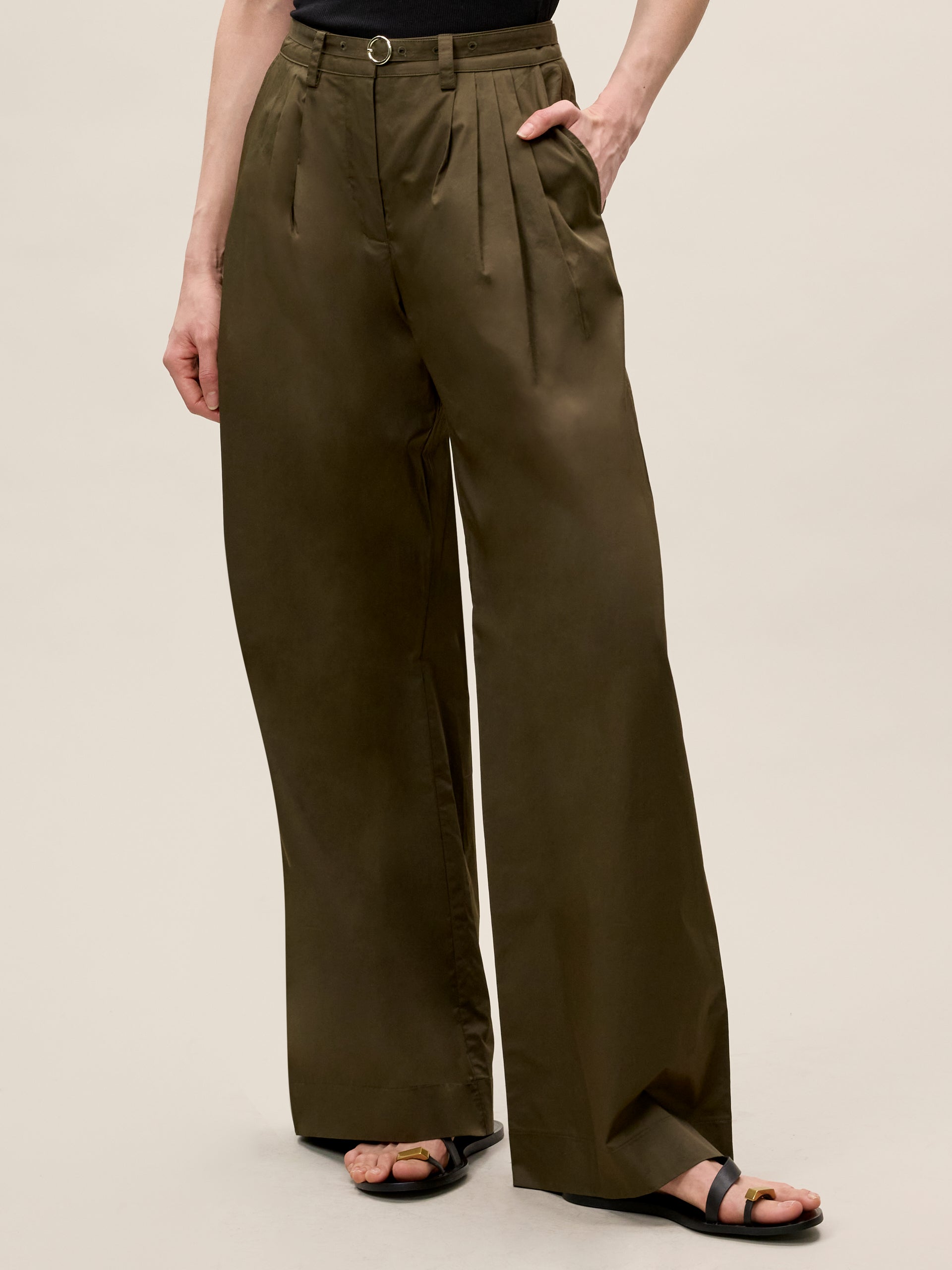  Raquel Twill Pant in Olive by Rebecca Taylor