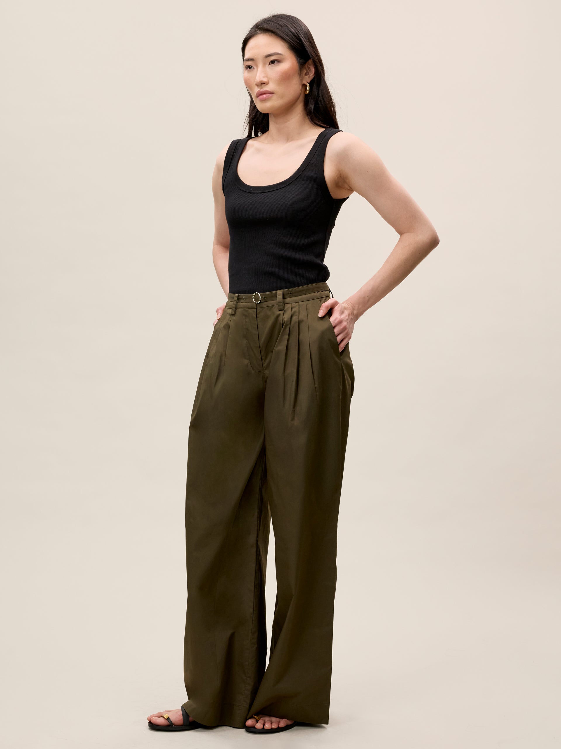  Raquel Twill Pant in Olive by Rebecca Taylor