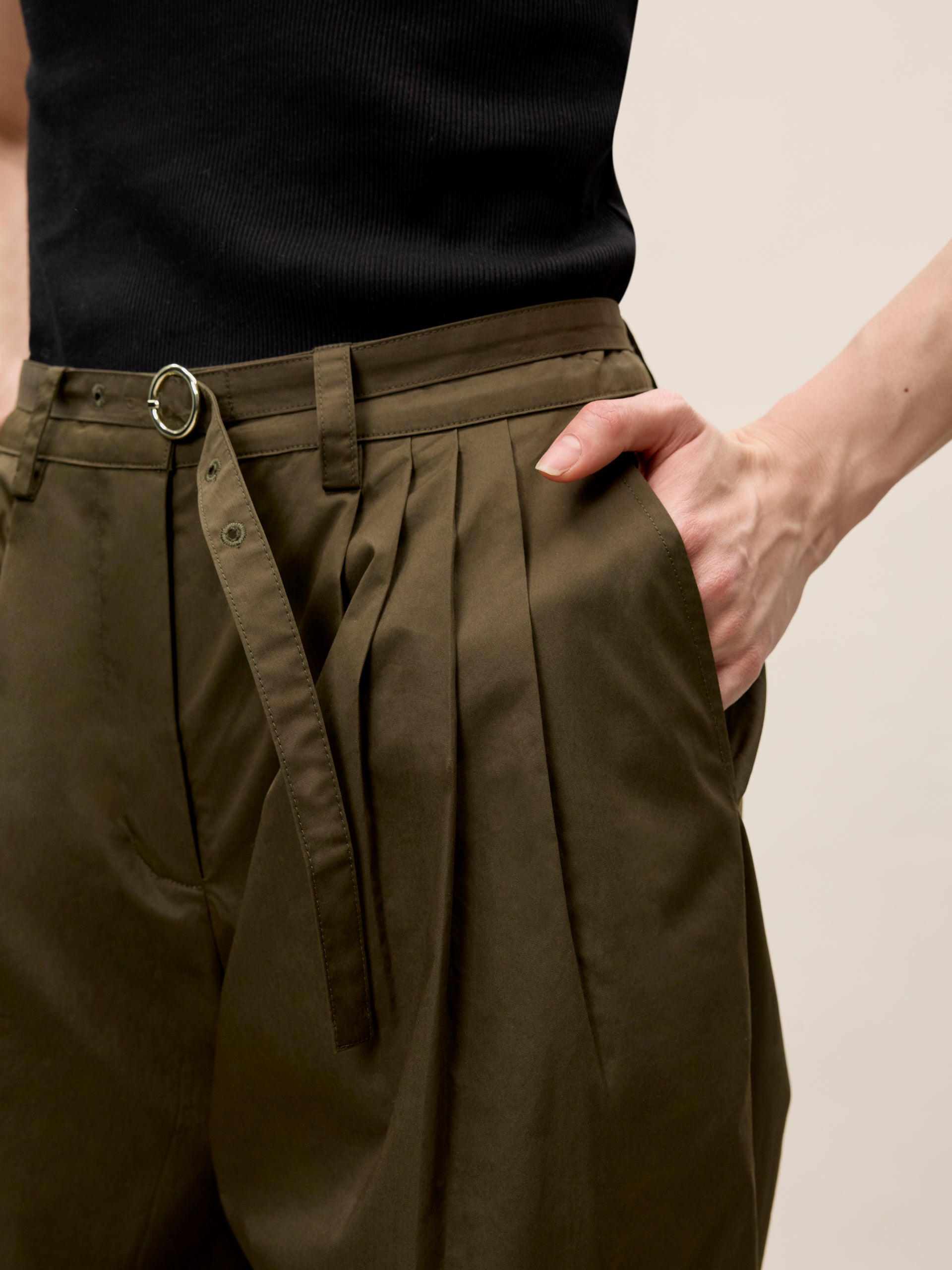  Raquel Twill Pant in Olive by Rebecca Taylor