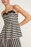 Gingham Twill Embroidered Bustier Tank