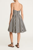 Gingham Twill Embroidered Bustier Tea Dress