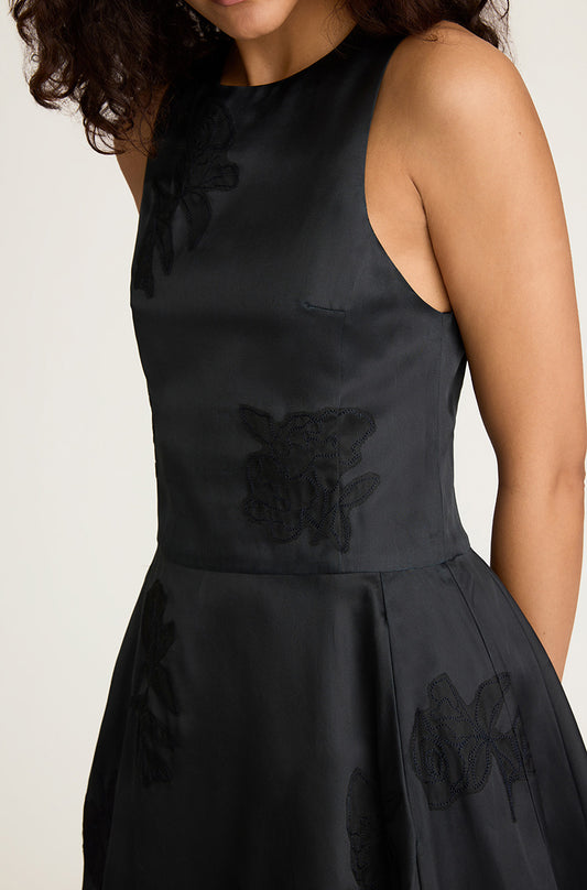 Applique Sculptured Midi Dress