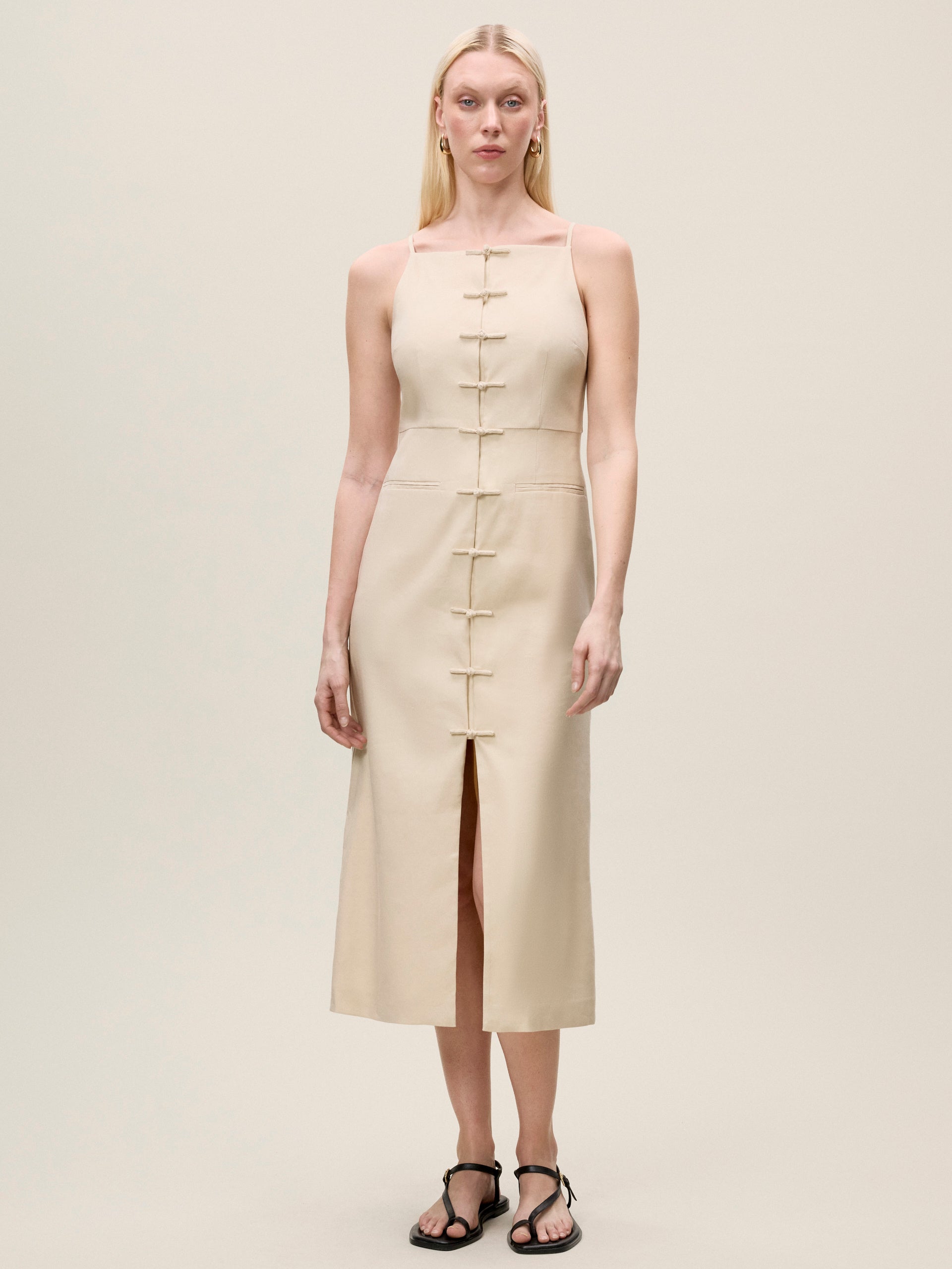  Beatrice Stretch Linen Dress in Sand by Rebecca Taylor