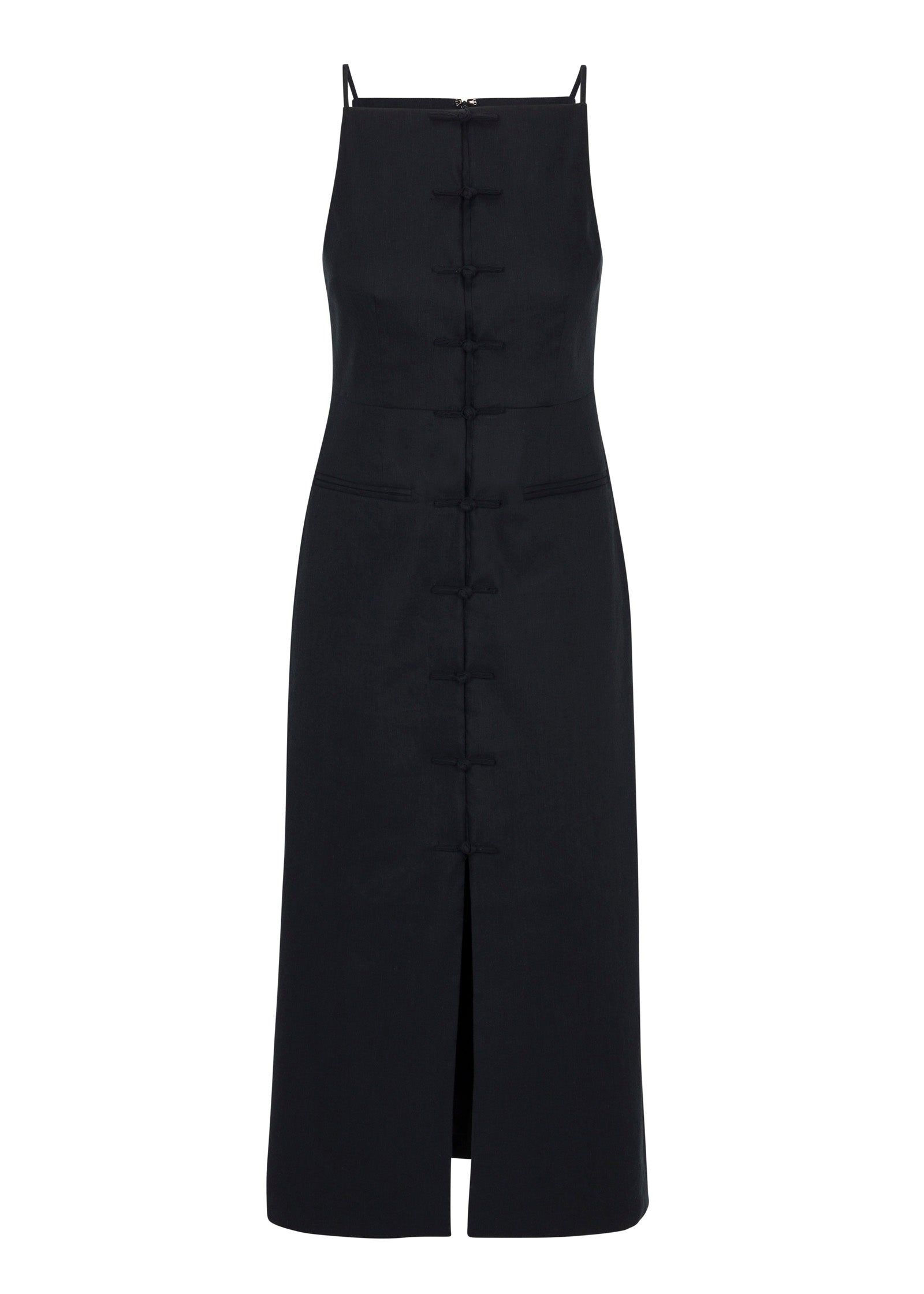  Beatrice Stretch Linen Dress in Black by Rebecca Taylor