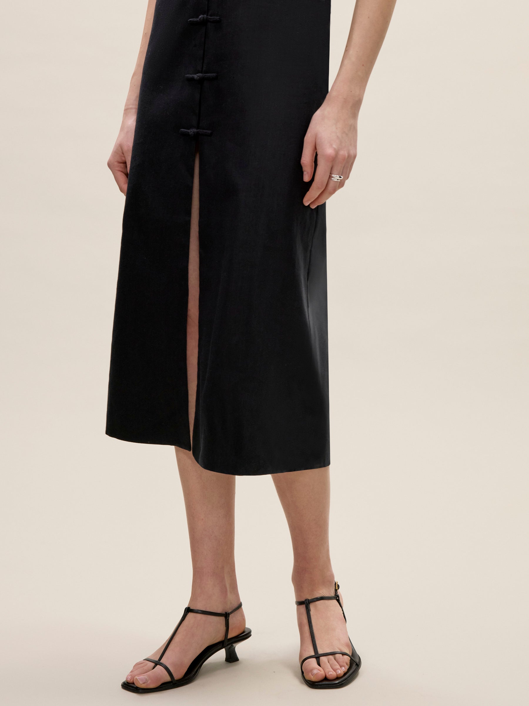  Beatrice Stretch Linen Dress in Black by Rebecca Taylor