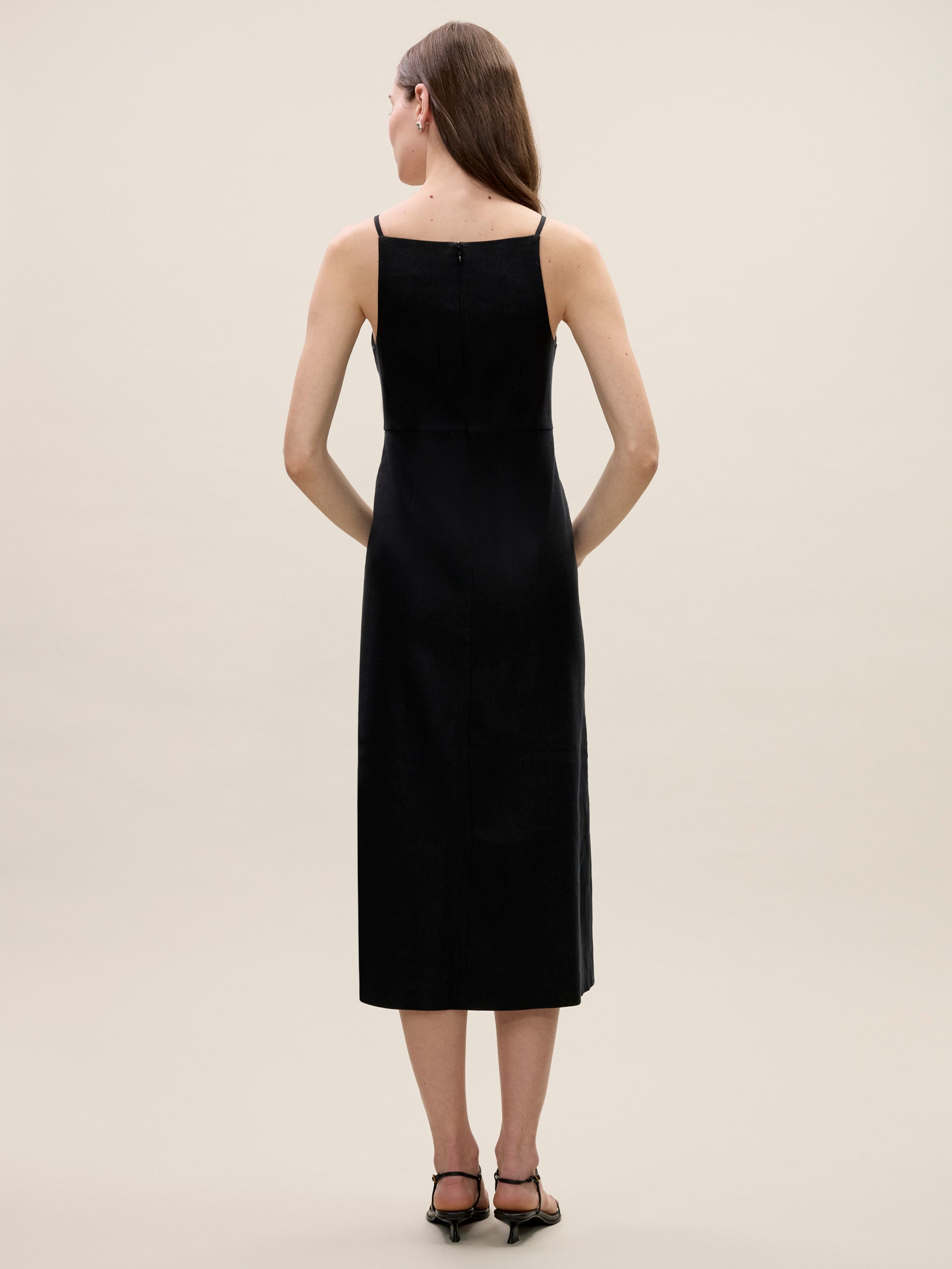  Beatrice Stretch Linen Dress in Black by Rebecca Taylor