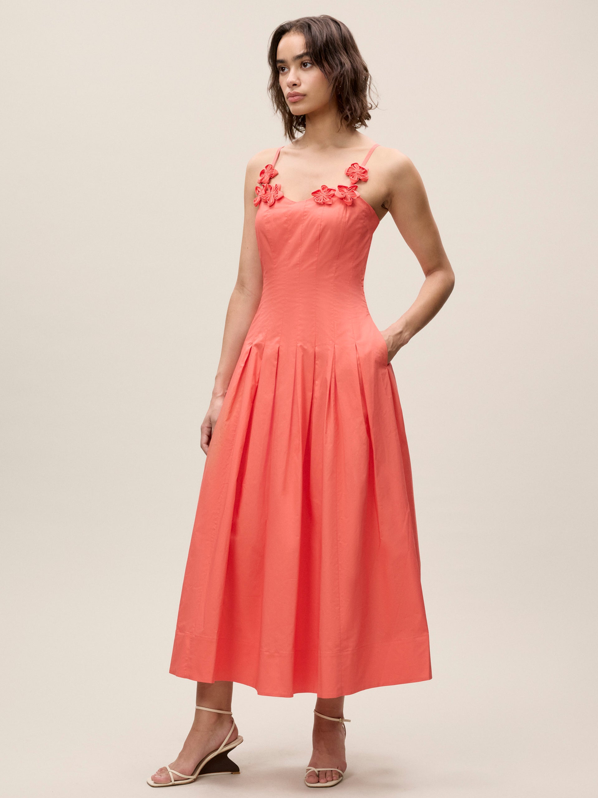  Priya Poplin Dress in Coral by Rebecca Taylor