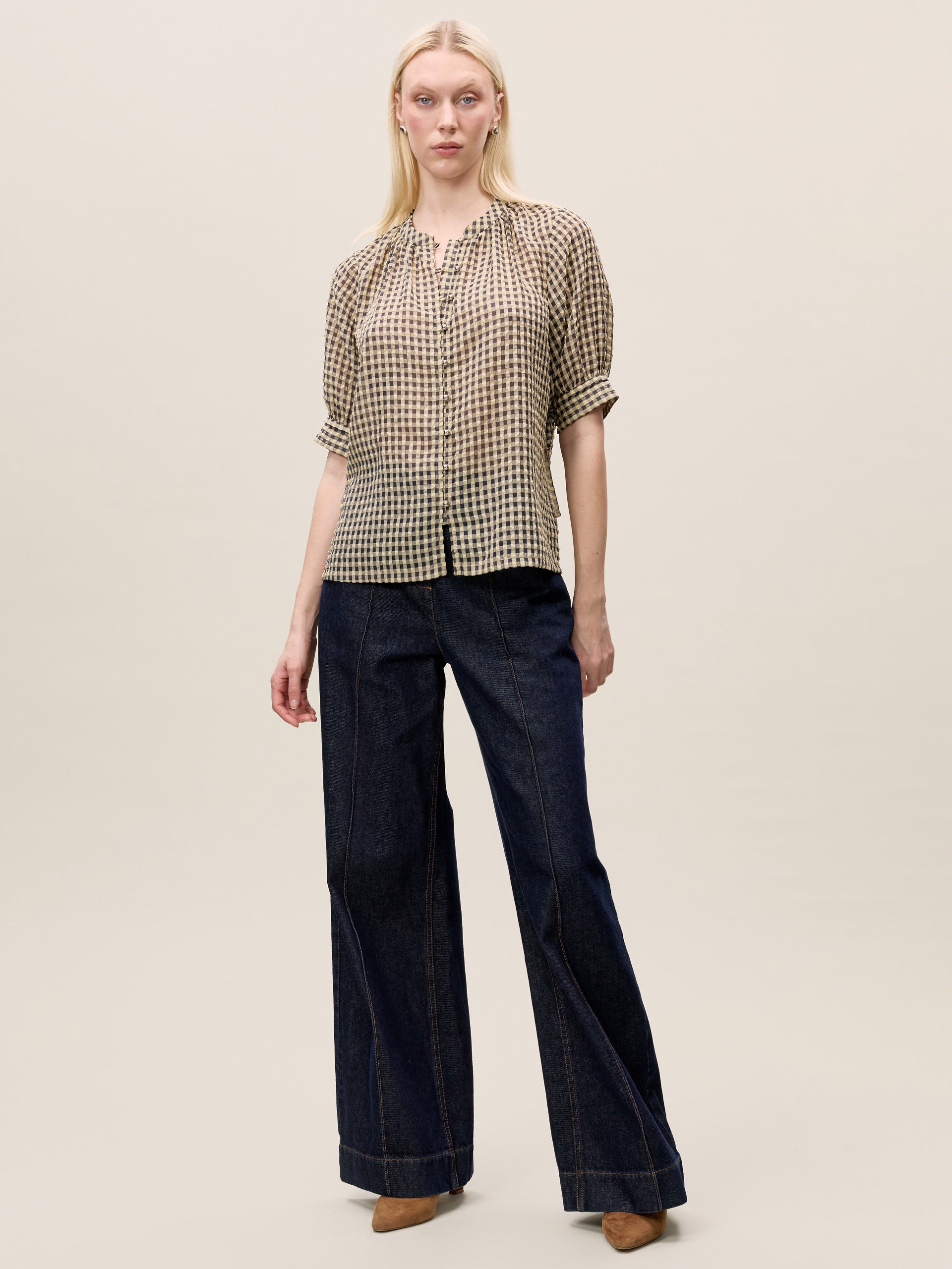  Aster Gingham Blouse in Blue Combo by Rebecca Taylor