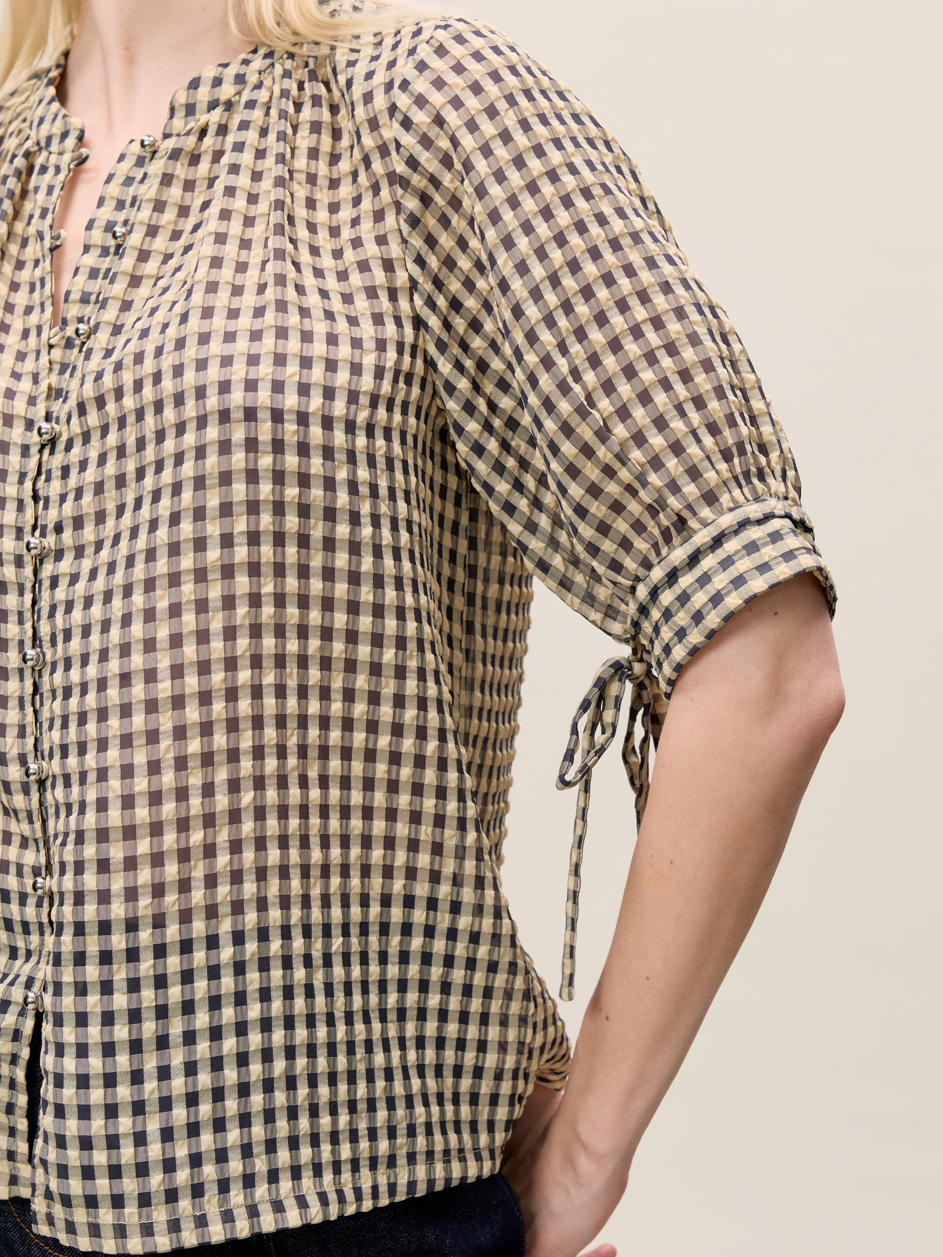  Aster Gingham Blouse in Blue Combo by Rebecca Taylor