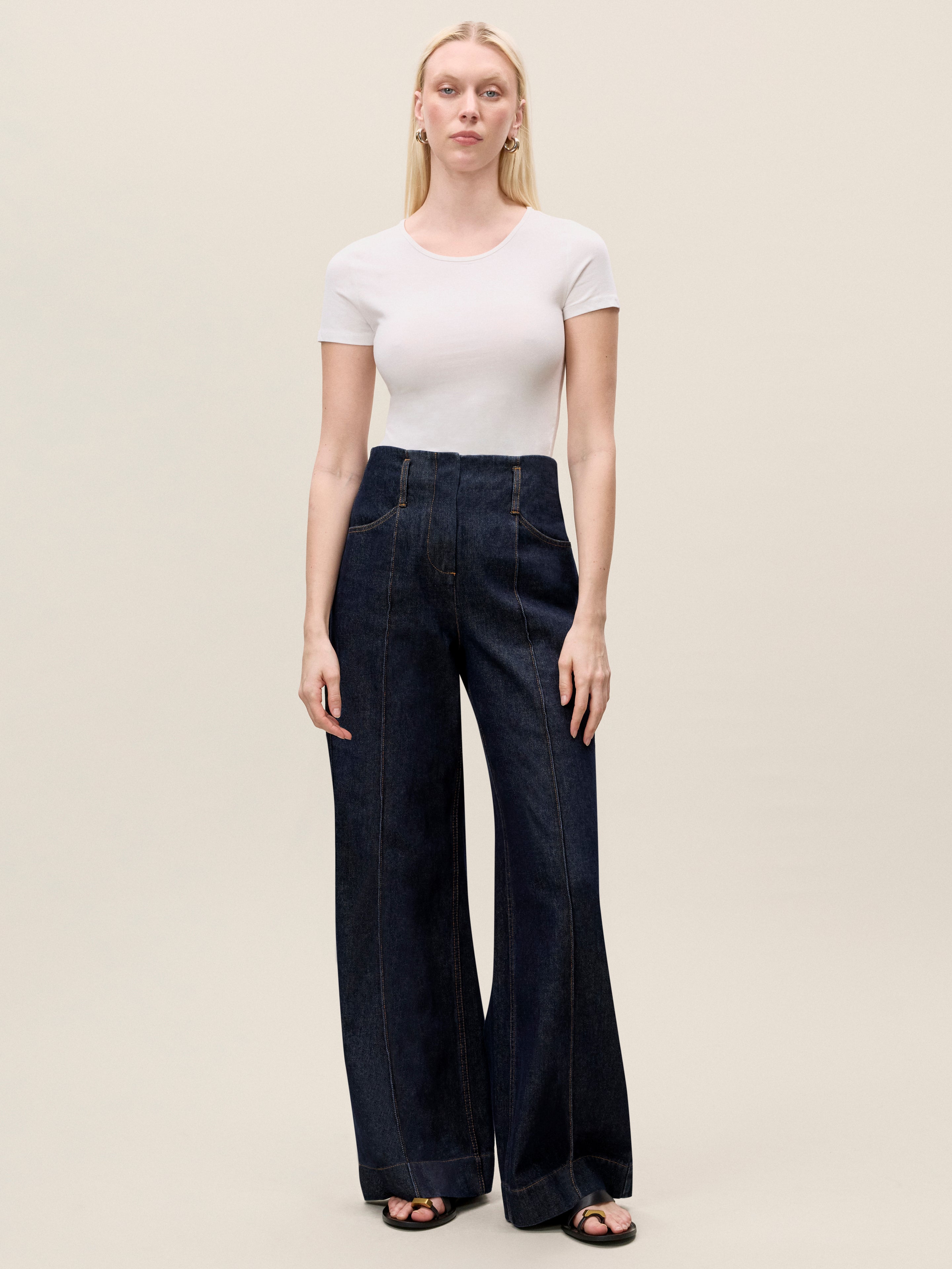  Gabrielle Denim Pants in Deep Sea Wash by Rebecca Taylor