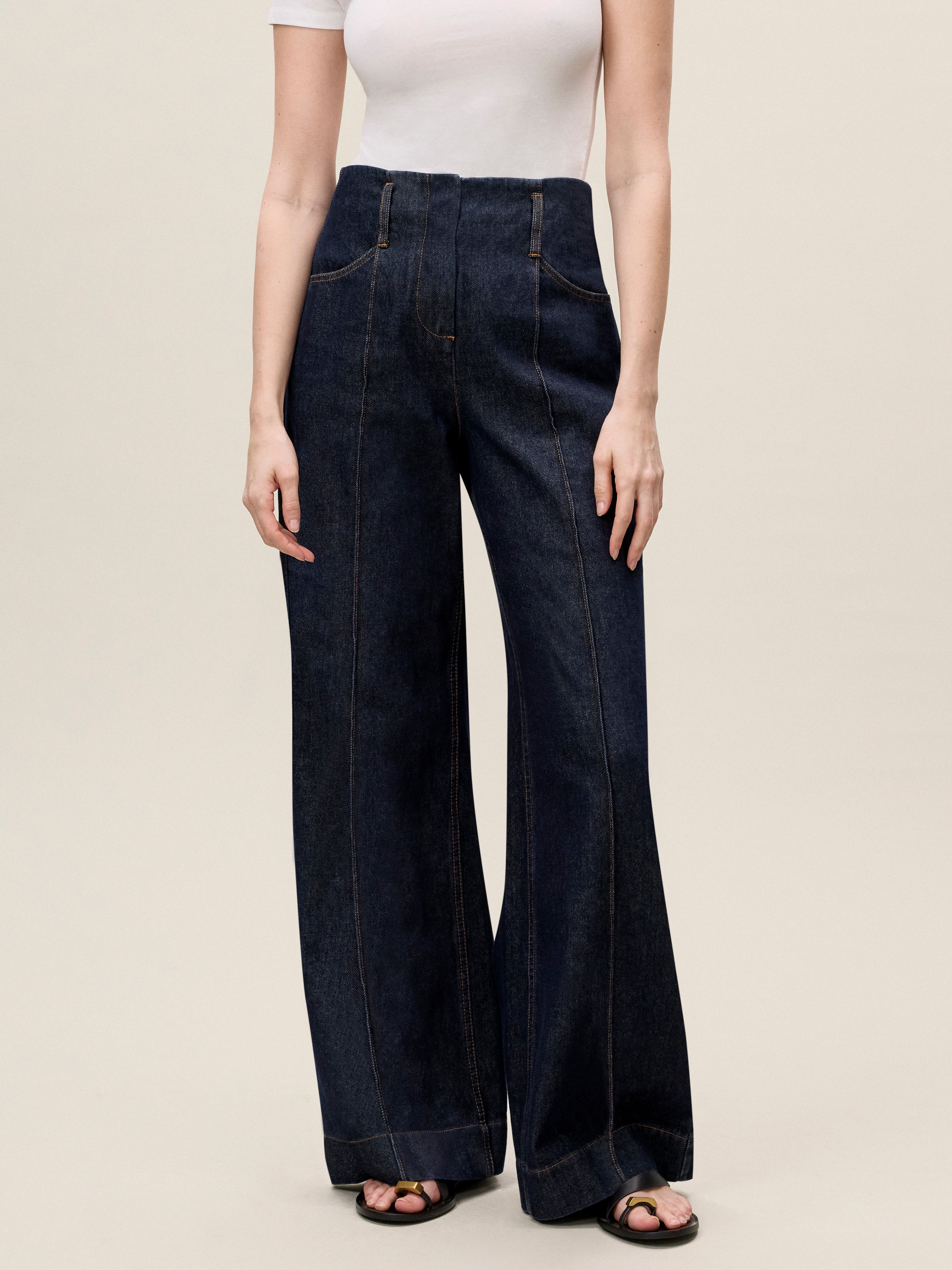  Gabrielle Denim Pants in Deep Sea Wash by Rebecca Taylor