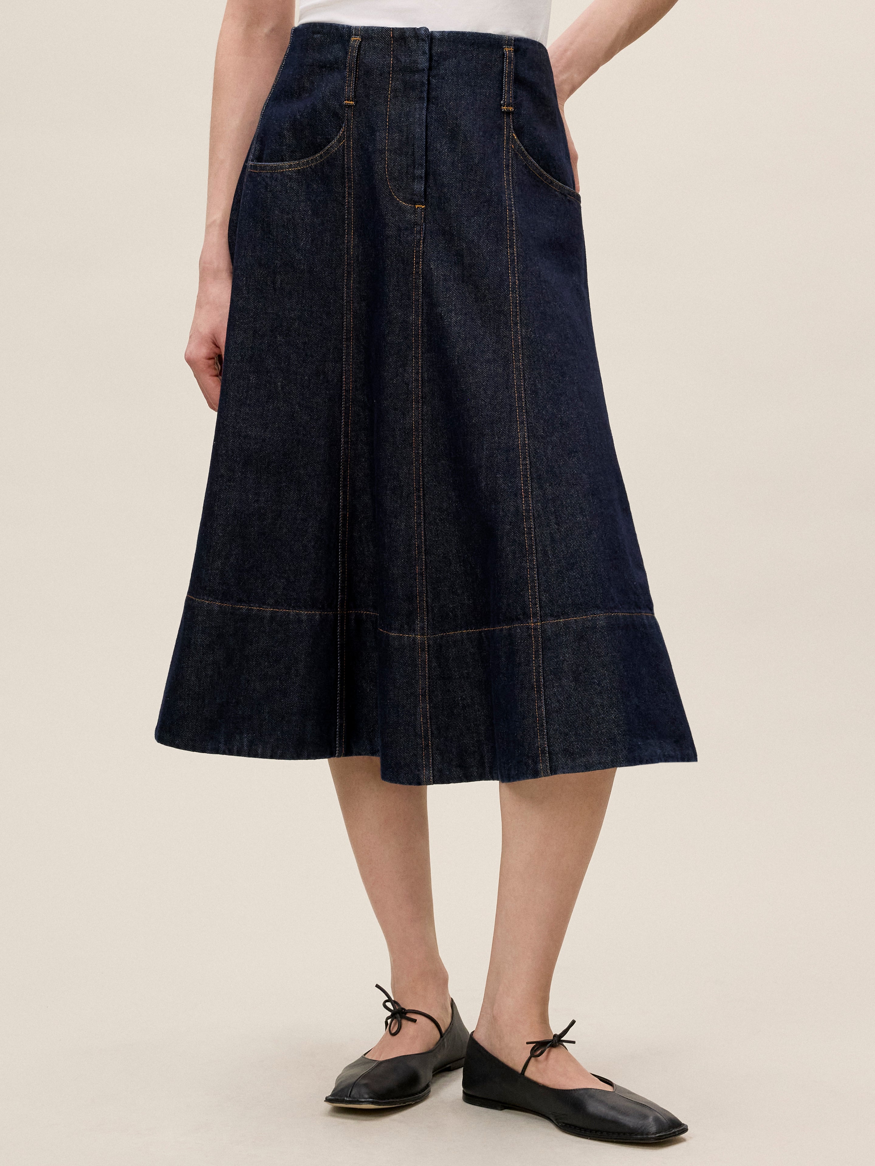  Gabrielle Denim Skirt in Deep Sea Wash by Rebecca Taylor