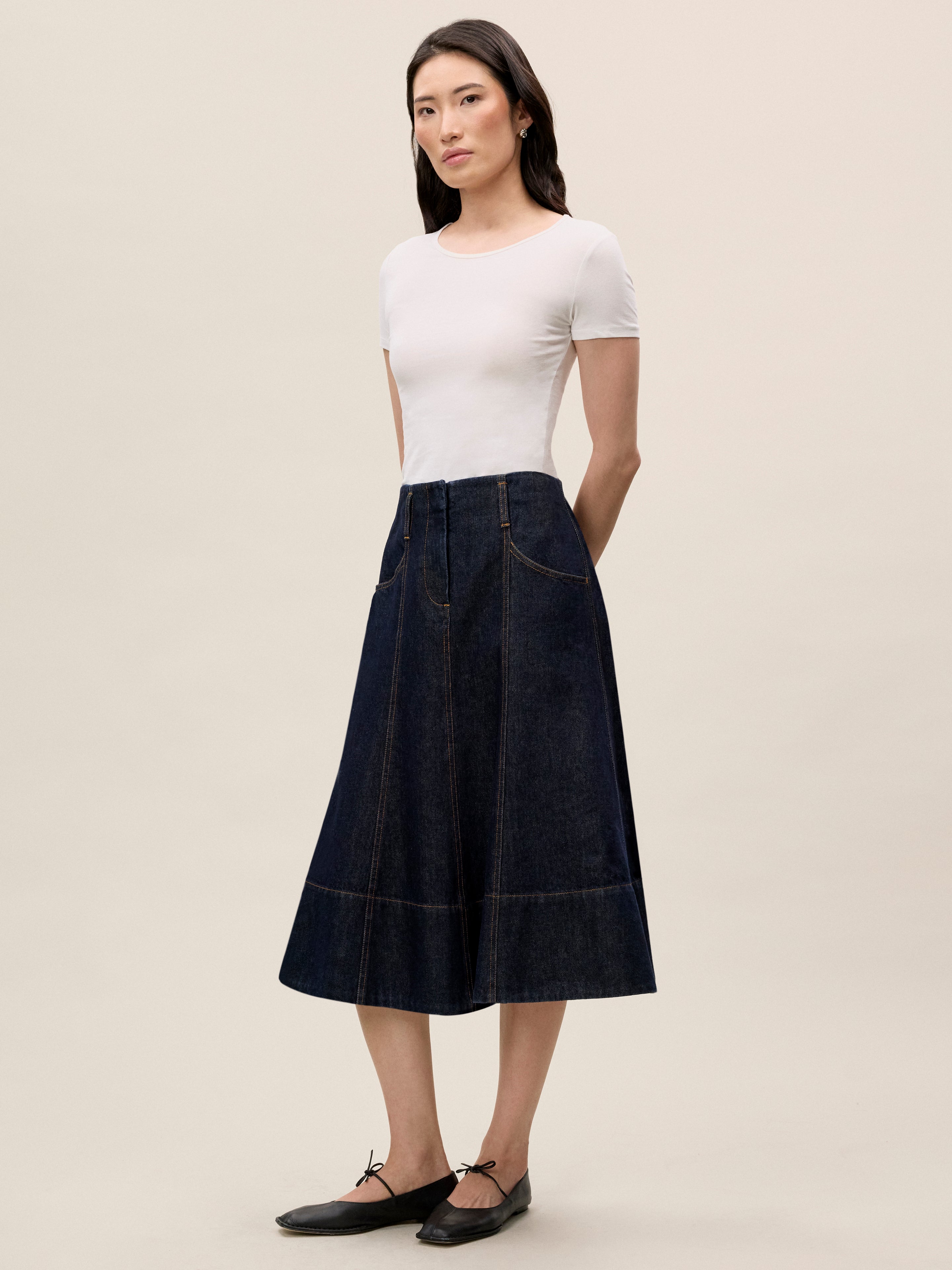  Gabrielle Denim Skirt in Deep Sea Wash by Rebecca Taylor