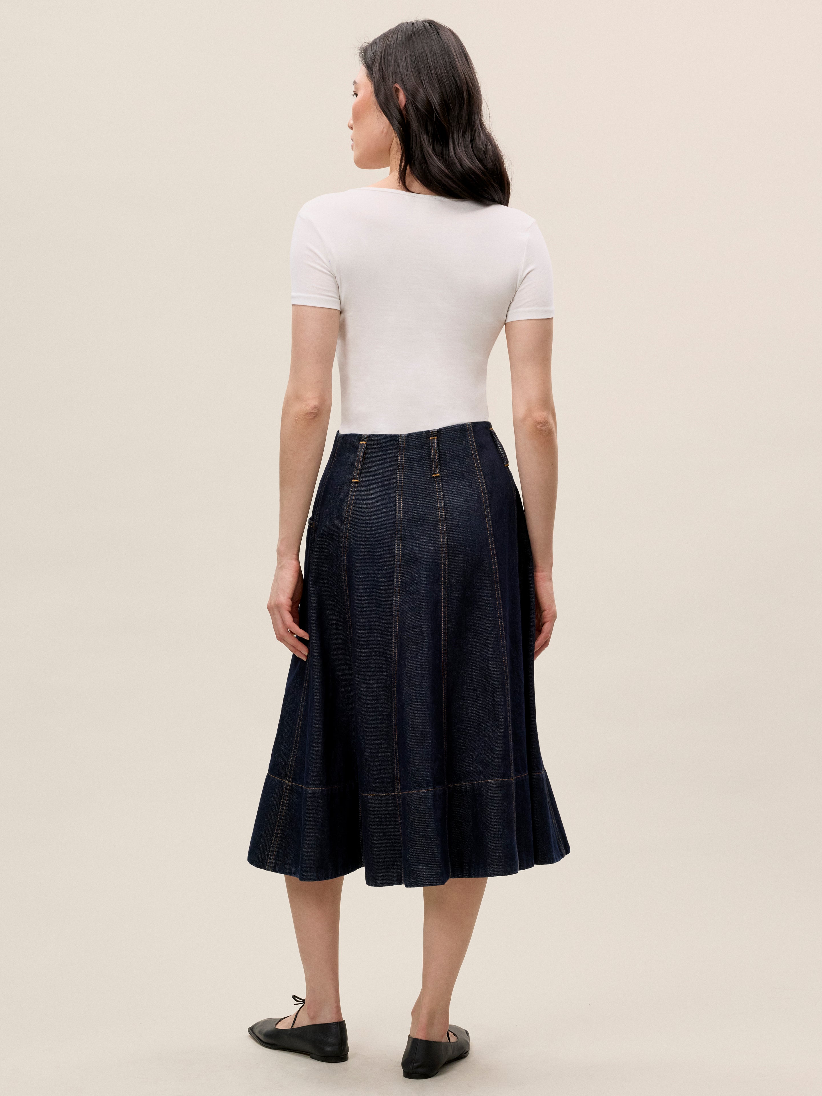  Gabrielle Denim Skirt in Deep Sea Wash by Rebecca Taylor