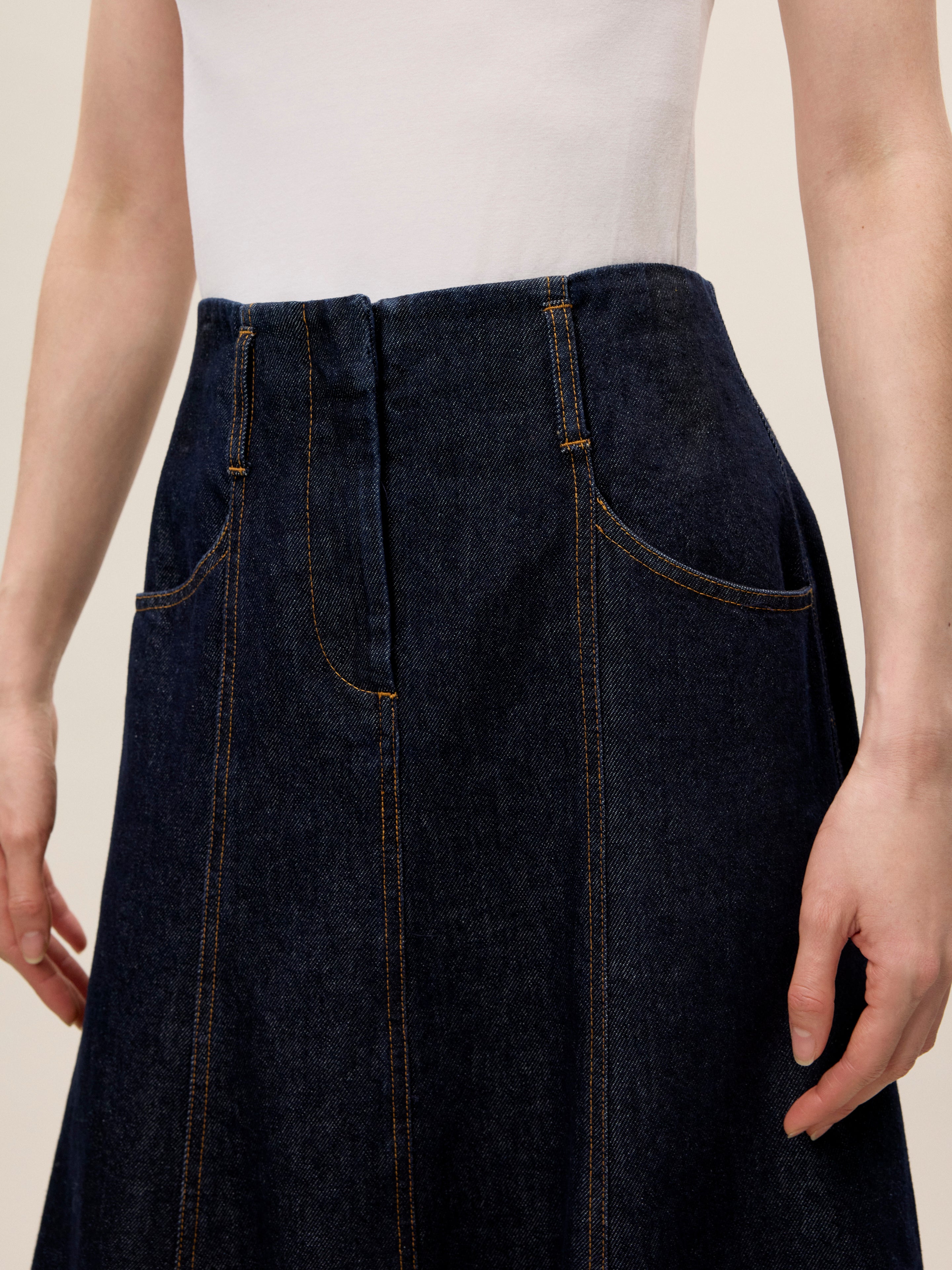  Gabrielle Denim Skirt in Deep Sea Wash by Rebecca Taylor