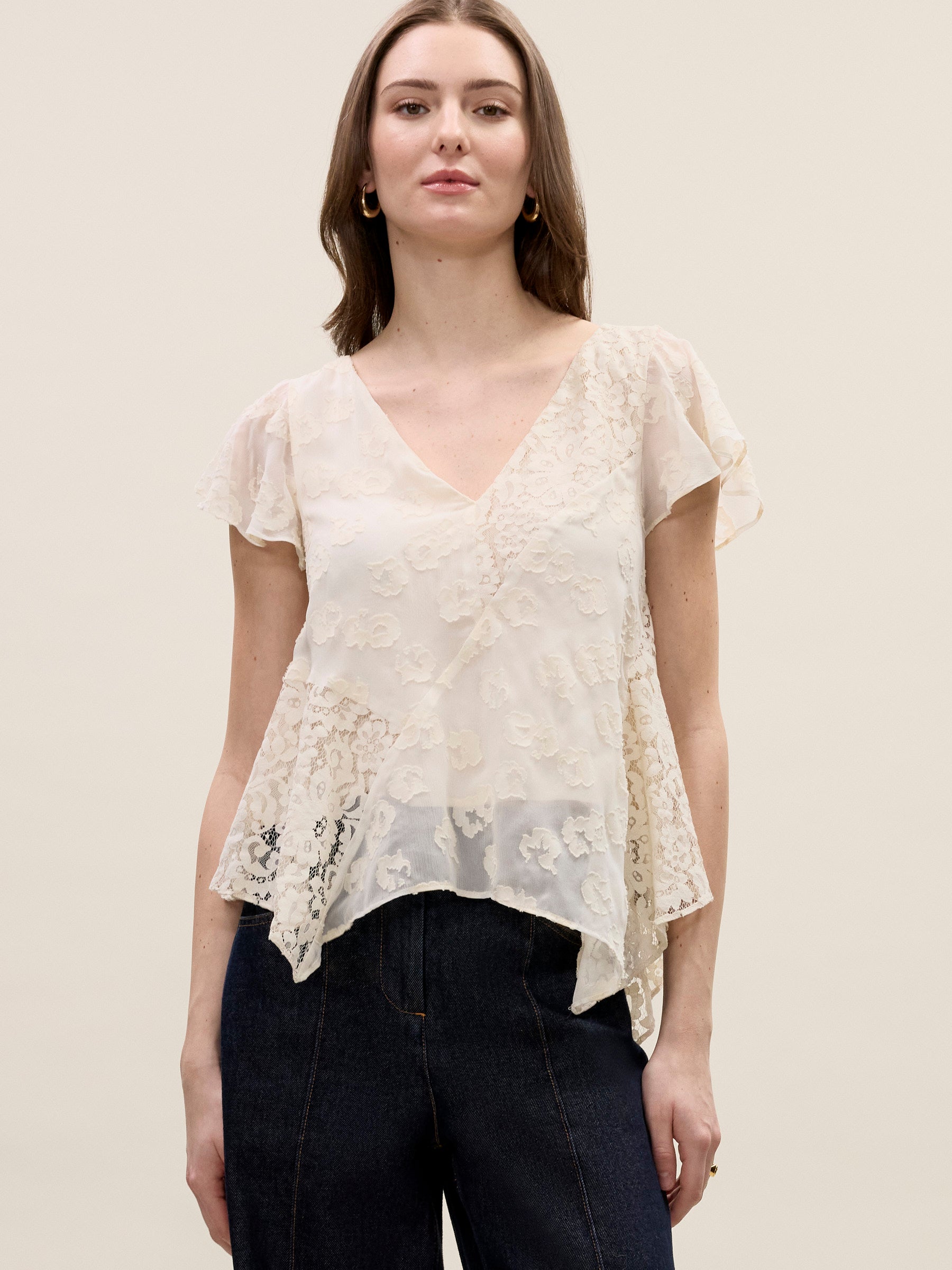  Marielle Lace Blouse in Ivory by Rebecca Taylor