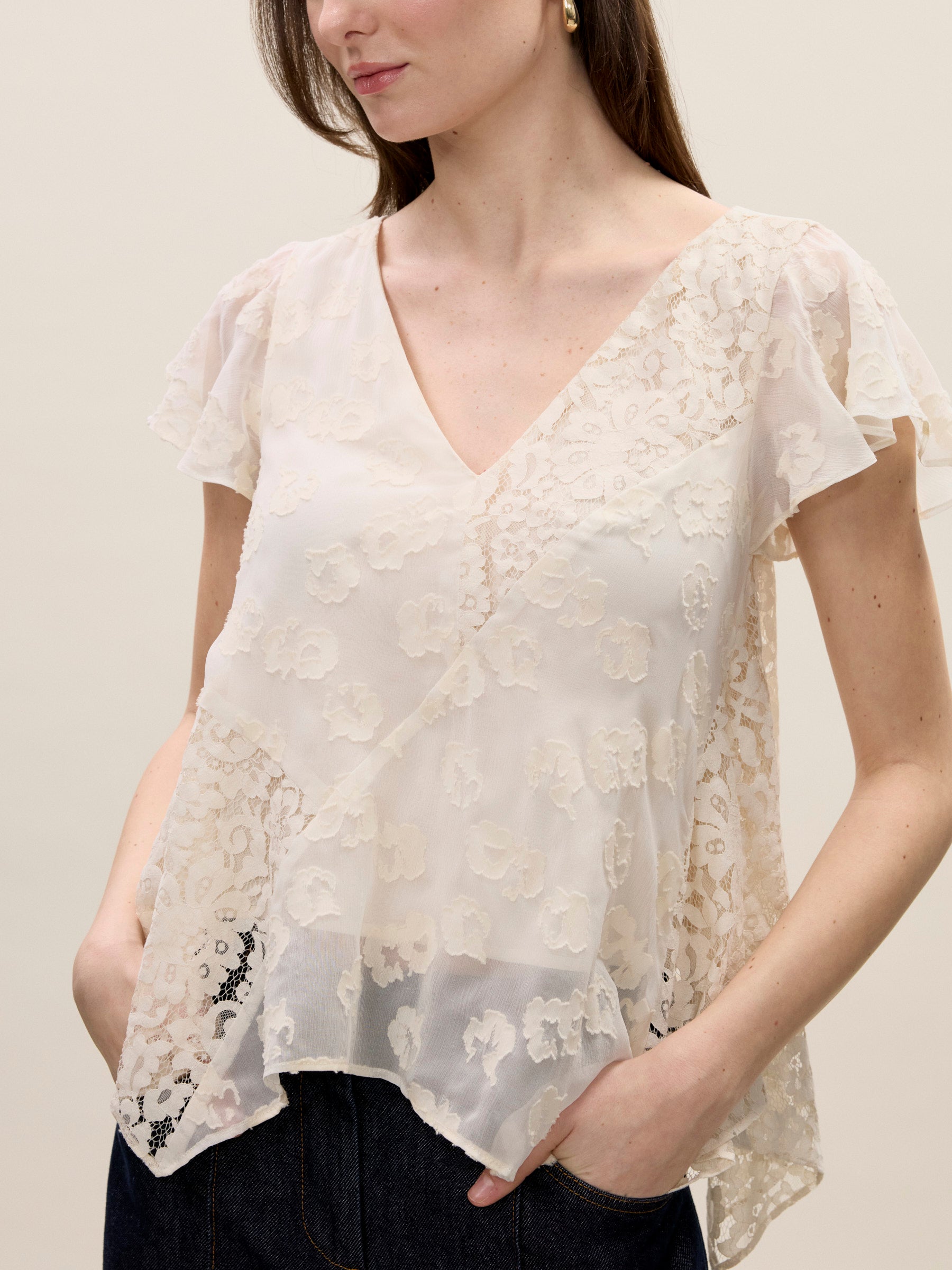  Marielle Lace Blouse in Ivory by Rebecca Taylor