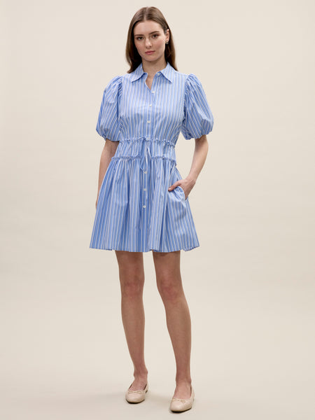 Blue Stripe Priya Poplin Shirt Dress - Rebecca Taylor